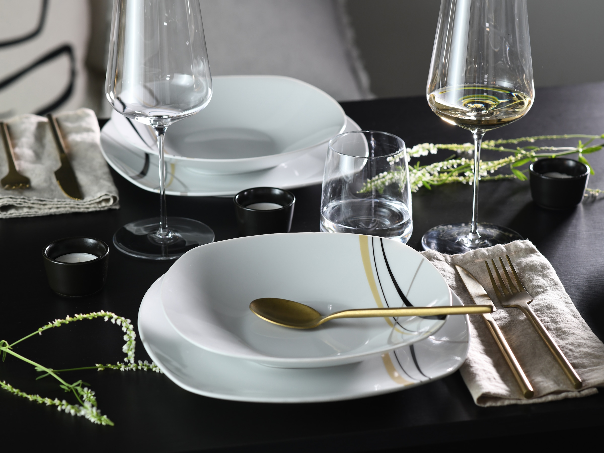 CreaTable Teller-Set »Square City Line, Tellerset 18-tlg«, (Set, 18 tlg.), Moderner Urban Style