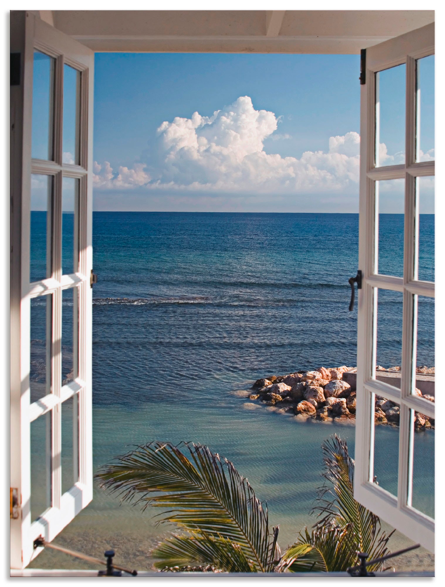 Artland Wandbild »Fenster oder Wandaufkleber als St.), Alubild, Größen in Leinwandbild, kaufen Poster versch. (1 online zum Fensterblick, Paradies«