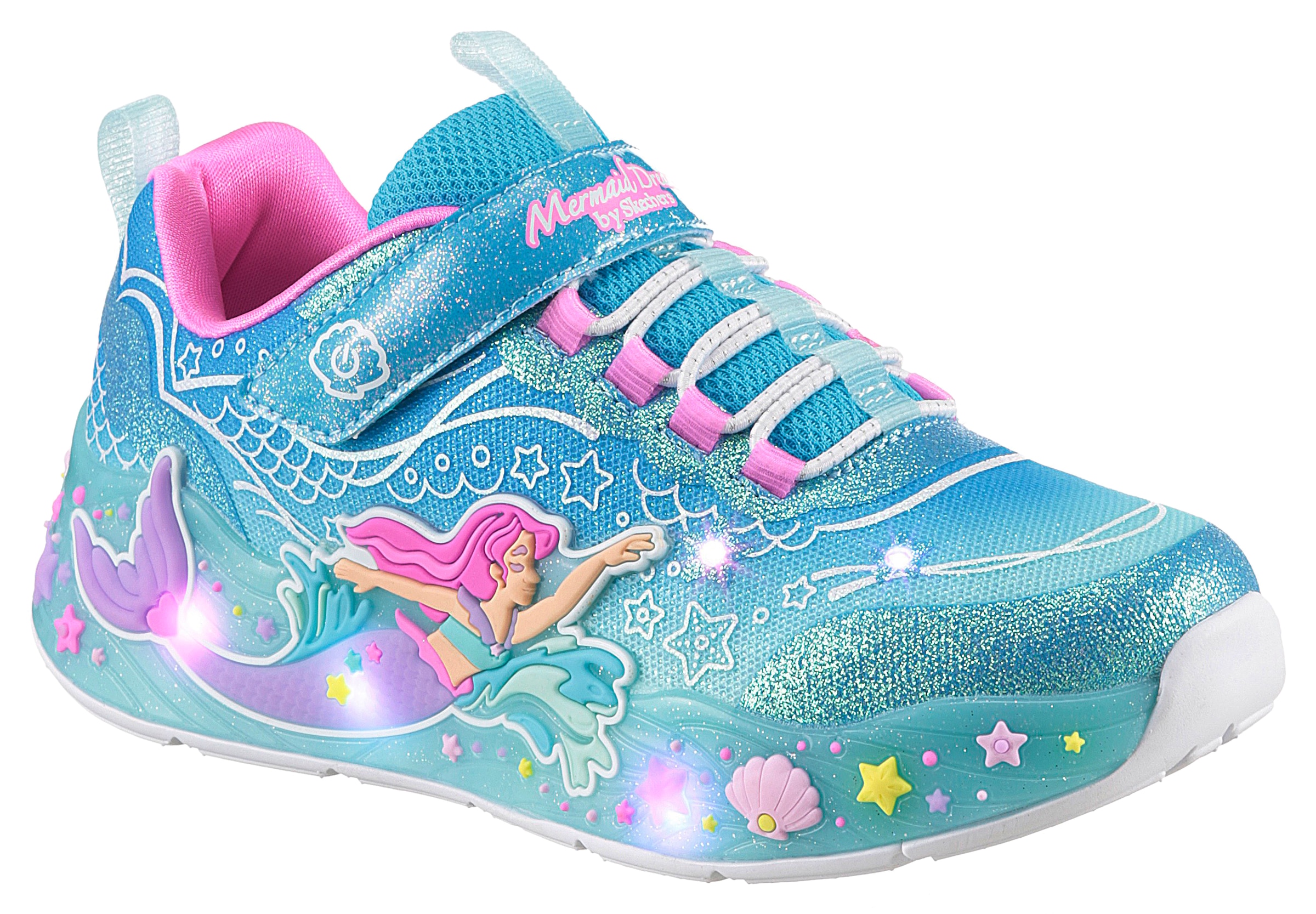 Skechers Sneaker »MERMAID DREAMS LIGHTS«, Blink,-Klettschuh mit Herz-Applikation, Größenschablone zum Download