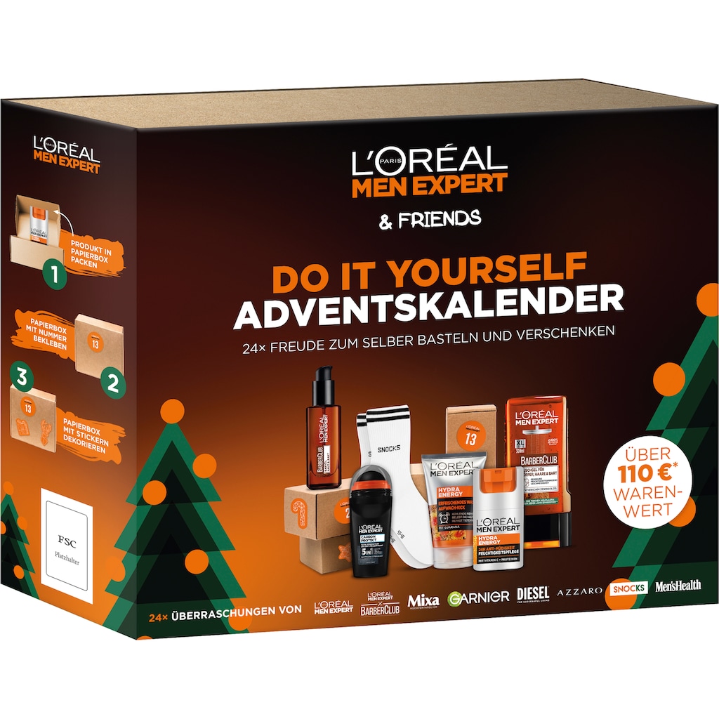 L'ORÉAL PARIS MEN EXPERT Adventskalender »L'Oréal Men Expert DIY Adventskalender mit 24 Boxen«, für Erwachsene, Geschenk-Set