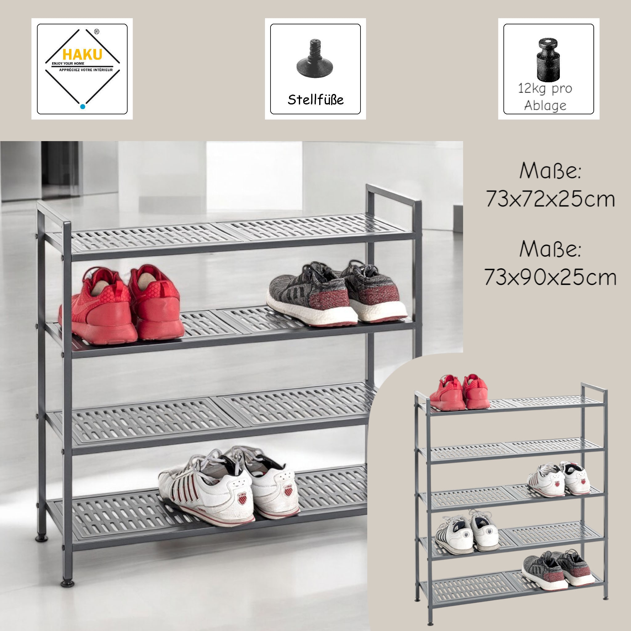 HAKU Schuhregal »Schuhregal« 1 Stk. tlg. Füße sind höhenverstellbar, zum Bodenausgleich