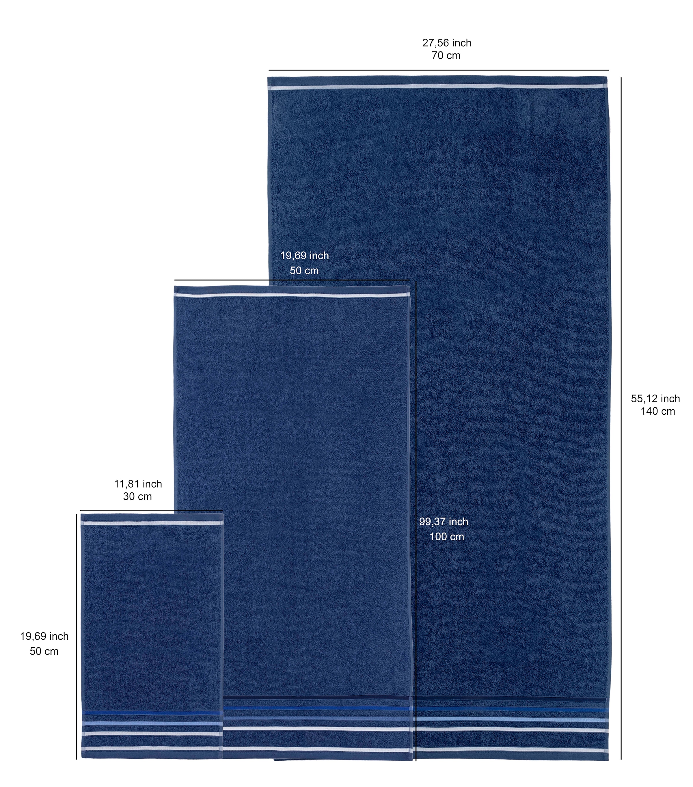 my home Handtuch Set »Niki, Duschtuch, Handtücher und Gästetücher« Set Walkfrottee Handtücher mit mehrfarbiger Streifenbordüre, weich, aus 100% Baumwolle