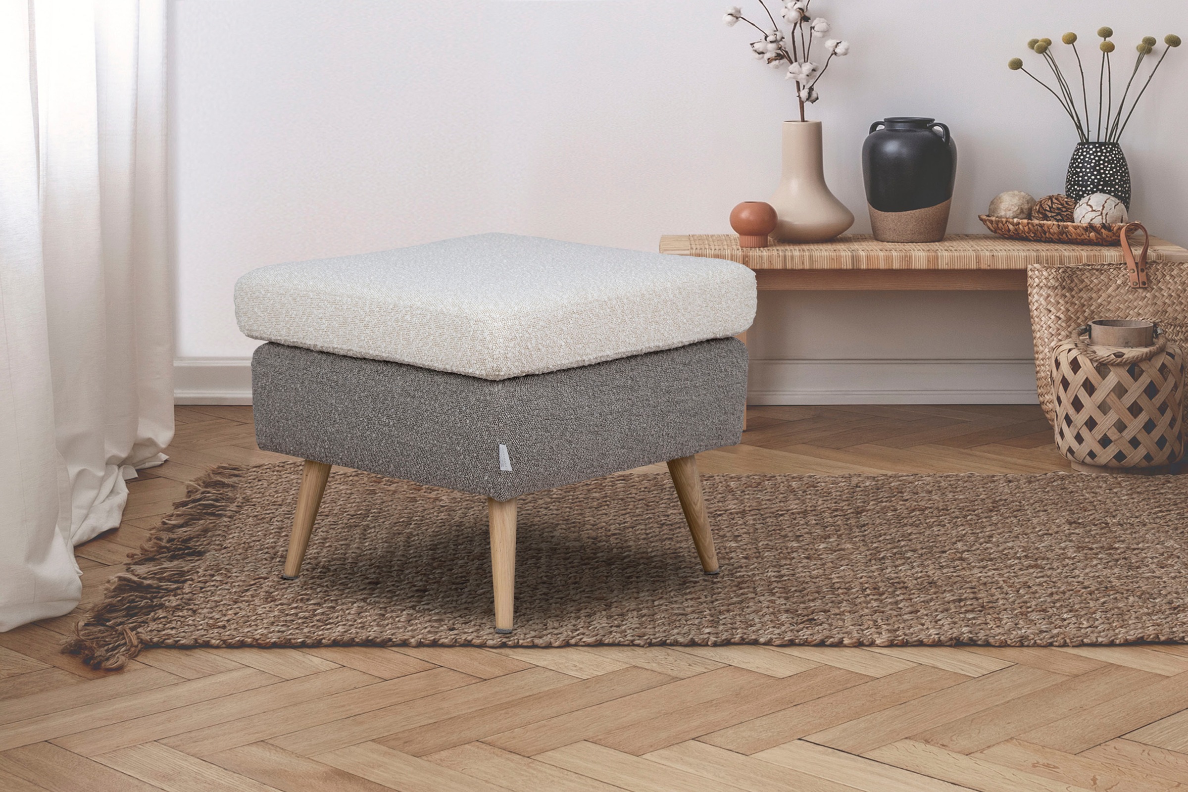 Home affaire Hocker »Salla« 2-farbig, Bouclé oder Struktur fein, passend zu günstig online kaufen