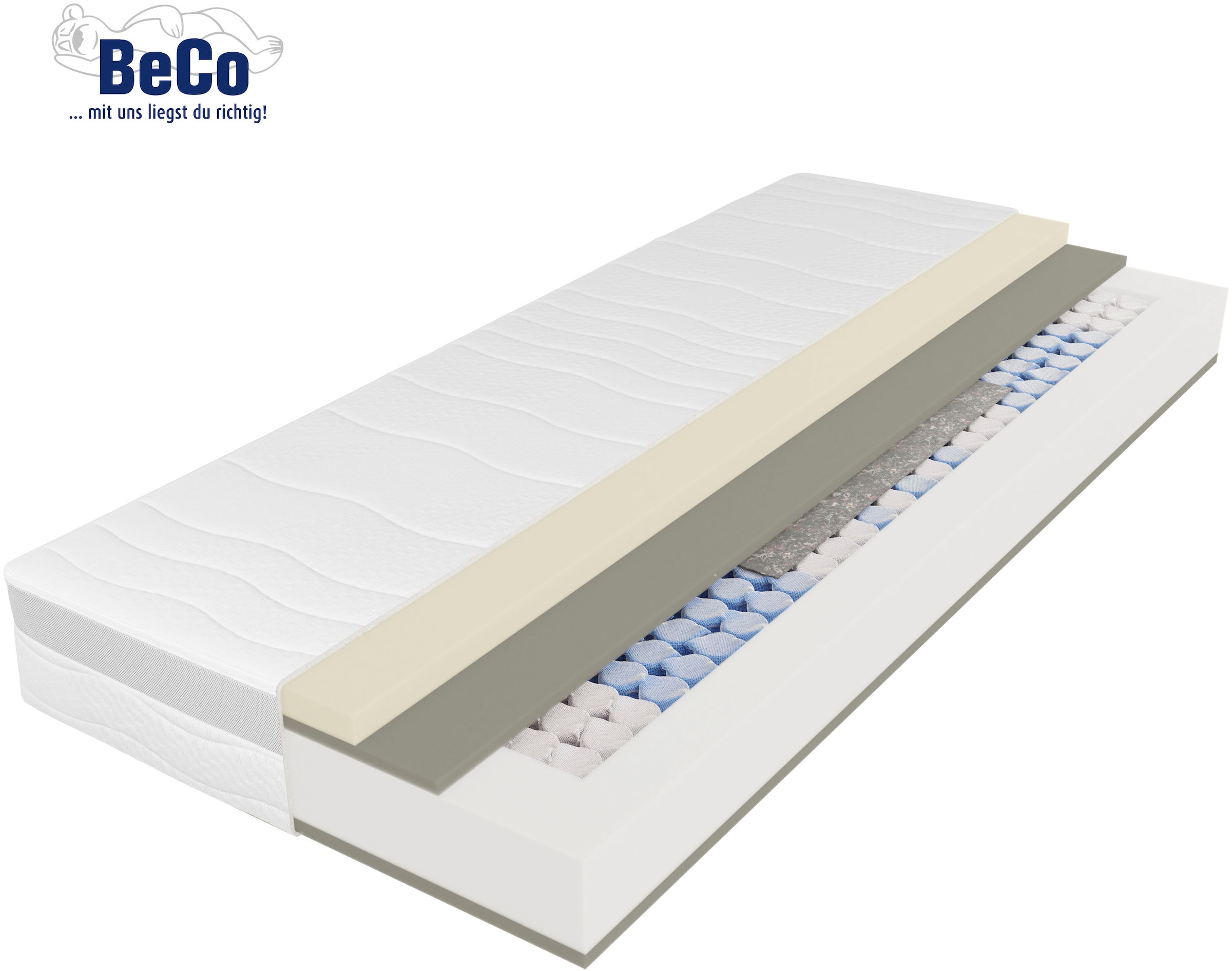 Beco Taschenfederkernmatratze »Feel Like Latex ONE TFK, Matratze 90x200 cm, 140x200 cm und mehr« 21 cm hoch 500 Federn 1 Stk. tlg. Punktelastische Matratze mit stabilem Federkern, atmungsaktiv
