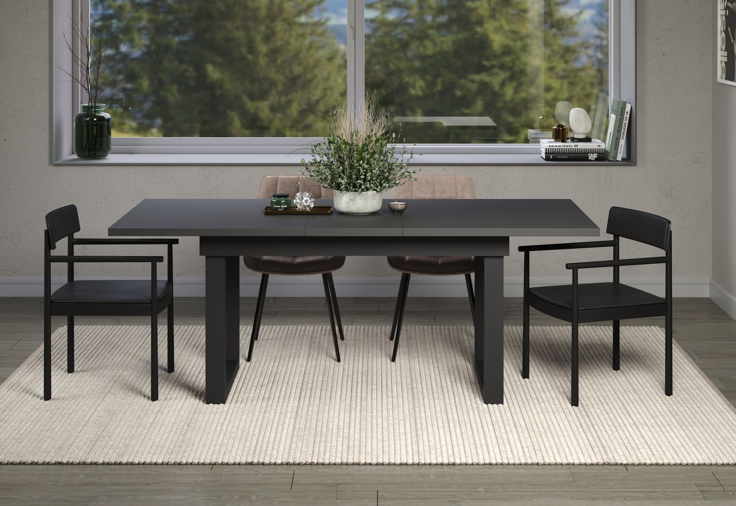 INOSIGN Esstisch »Valencia« 1 Stk. tlg. Synchroauszug; Metallkufen, ausziehbar auf 200 cm