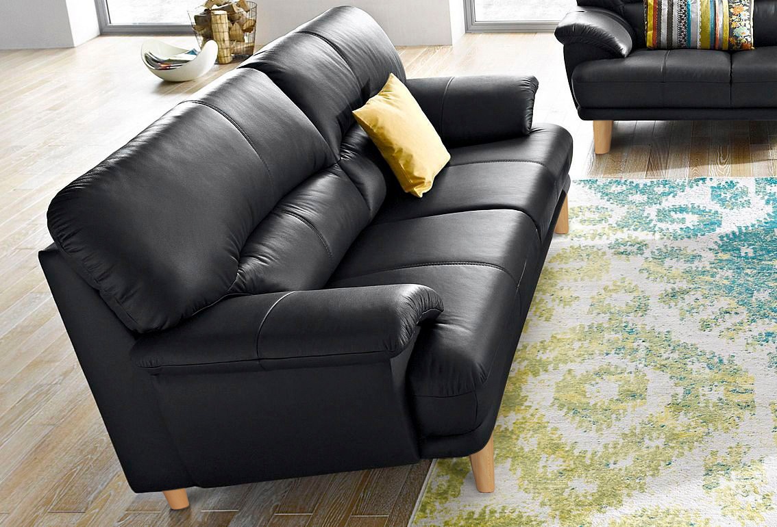 TRENDMANUFAKTUR 3-Sitzer »Cecilia, Sofa in italienischem Design«, mit tollem Sitzkomfort, extrabequeme Armlehnen, Holzfüße