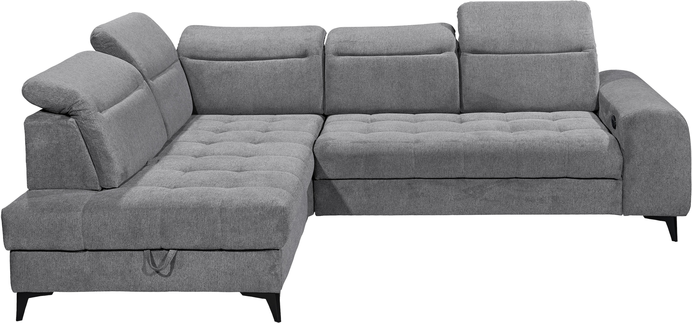 ED EXCITING DESIGN Ecksofa »Rockdale L-Form mit Bettfunktion, Bettkasten« Kopfteilverstellung, Sitztiefenverstellung & USB-Port