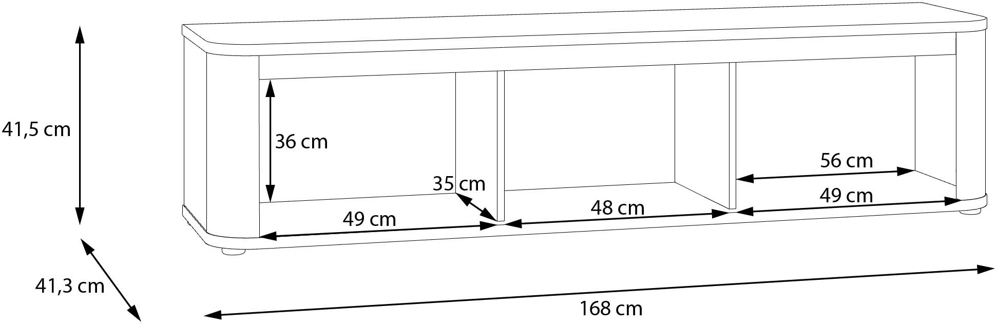 FORTE TV-Board B/H/T 168/41,5/41,3 cm Soft Close, Stauraum, MDF Front