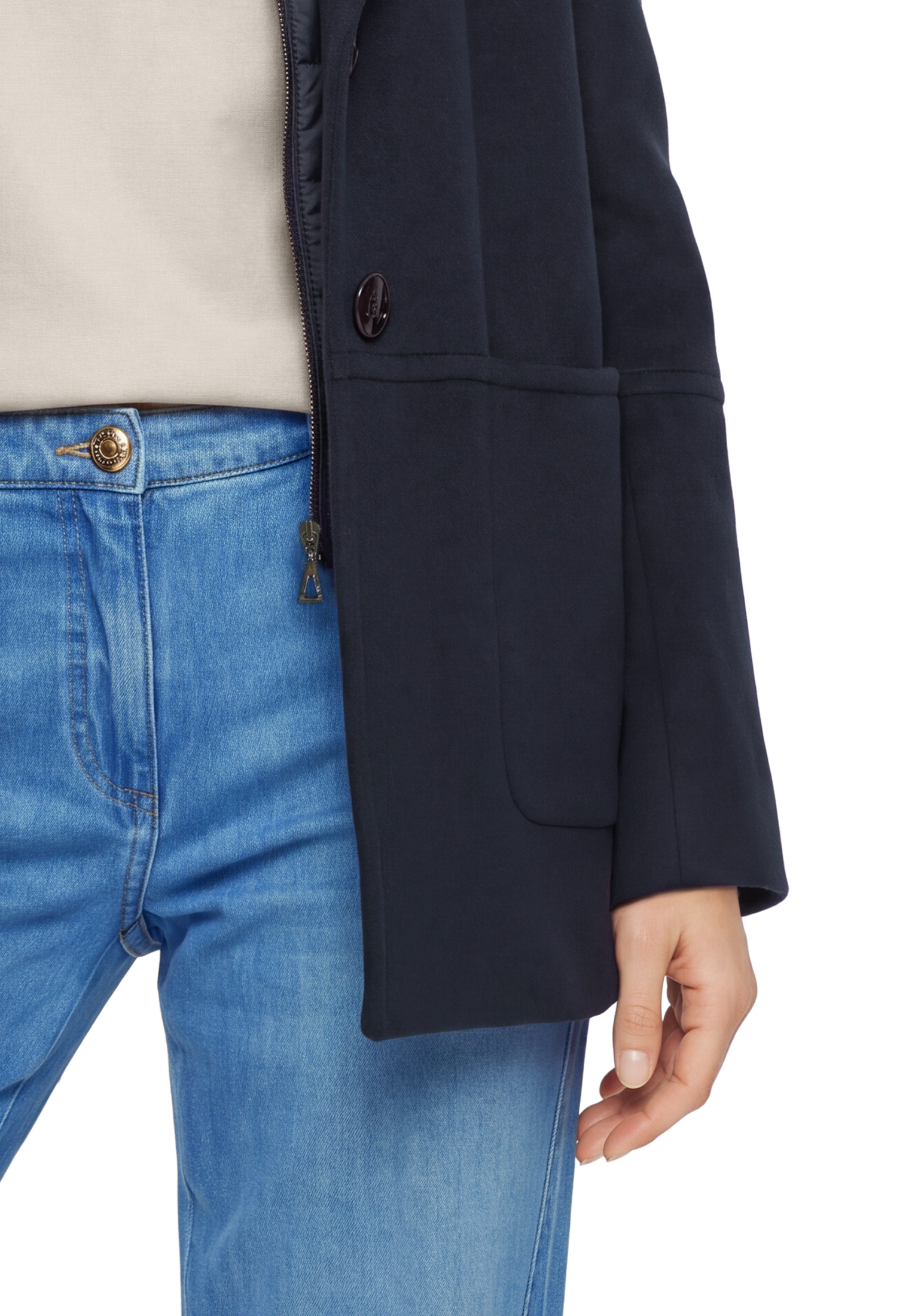 Gil Bret Fleecejacke mit Kapuze mit Reverskragen und Steppkapuze