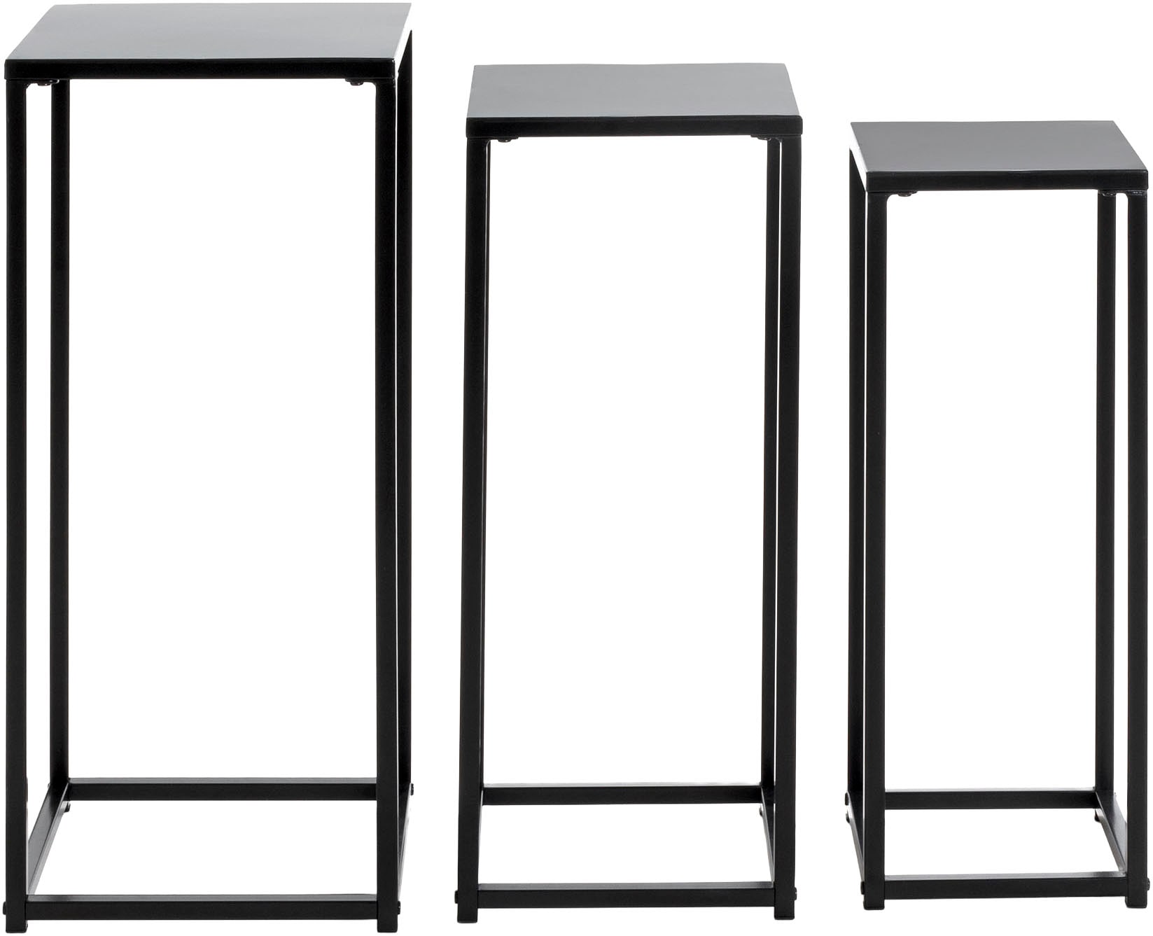 HAKU Blumentisch »Blumenpodest, Blumenständer, Pflanzsäule« Set, 3er Set, 3 Stk. tlg. quadratisch - aus Metall Schwarz B/T/H 22/22/61, 26/26/66, 30/30/71 cm