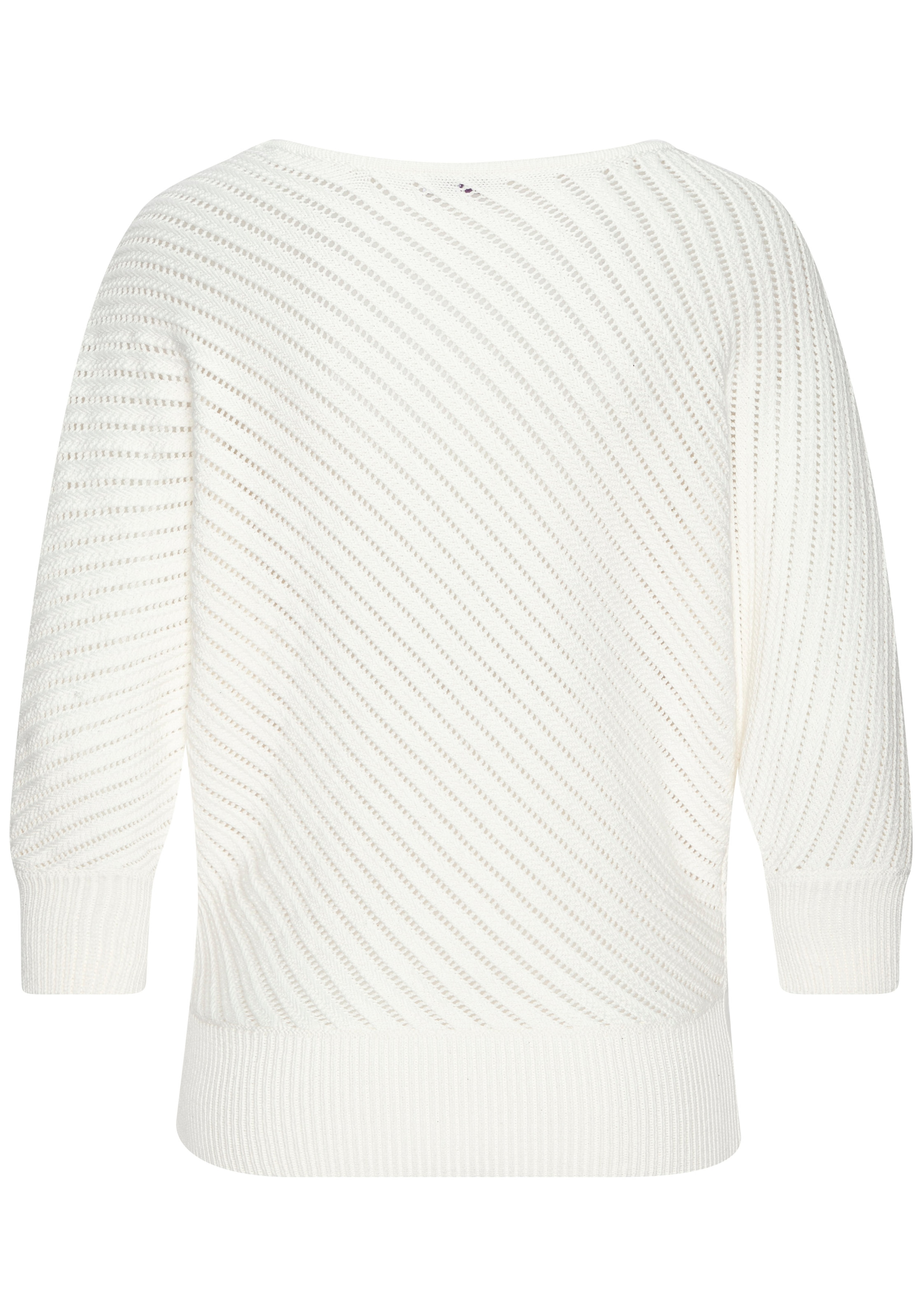 LASCANA 3/4 Arm-Pullover »mit diagonalem Strickmuster« Eleganter Fledermauspullover, weicher Strickpullover, bequem, Basic