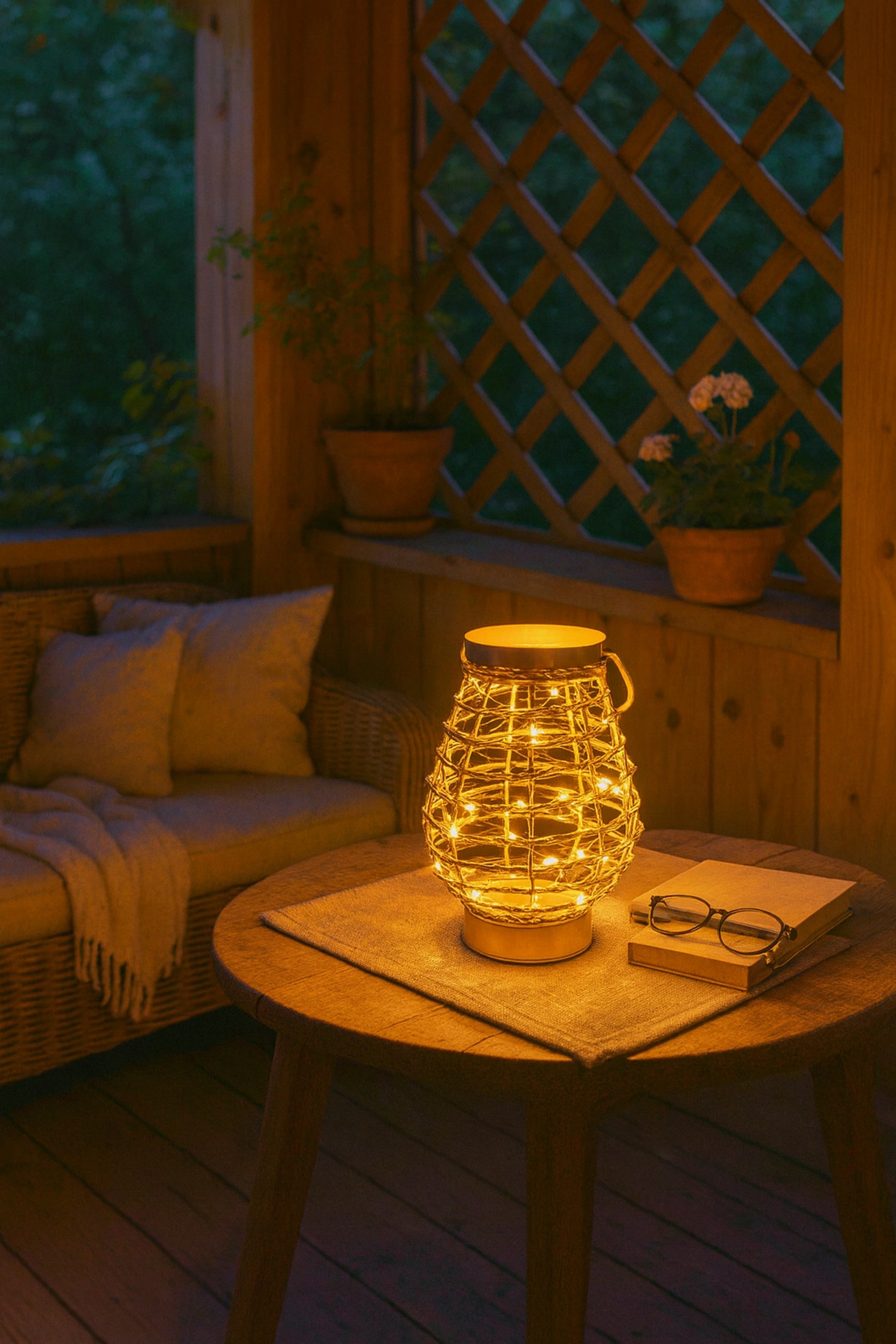 I.GE.A. Windlicht »LED-Laterne aus Metall Kordel« Windlicht Kerzenlaterne Gold Tischdeko Lichterkette