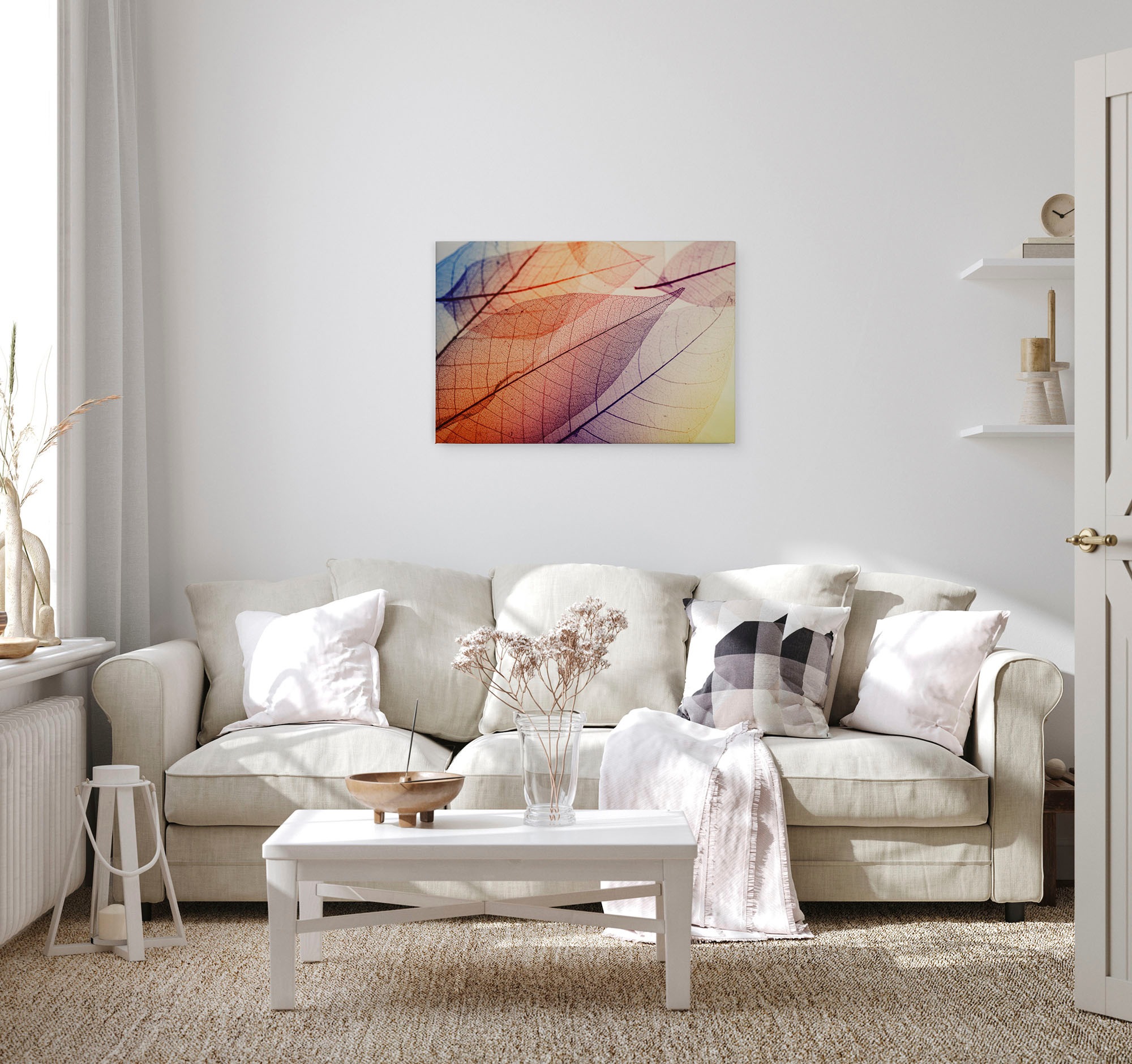 A.S. Création Leinwandbild »Limpid Leaf«, Kunst-Natur-Kinder, (1 St.), Keilrahmen Moderne Blätter Bunt Leinwand-Bild Wohnzimmer modern Kinder