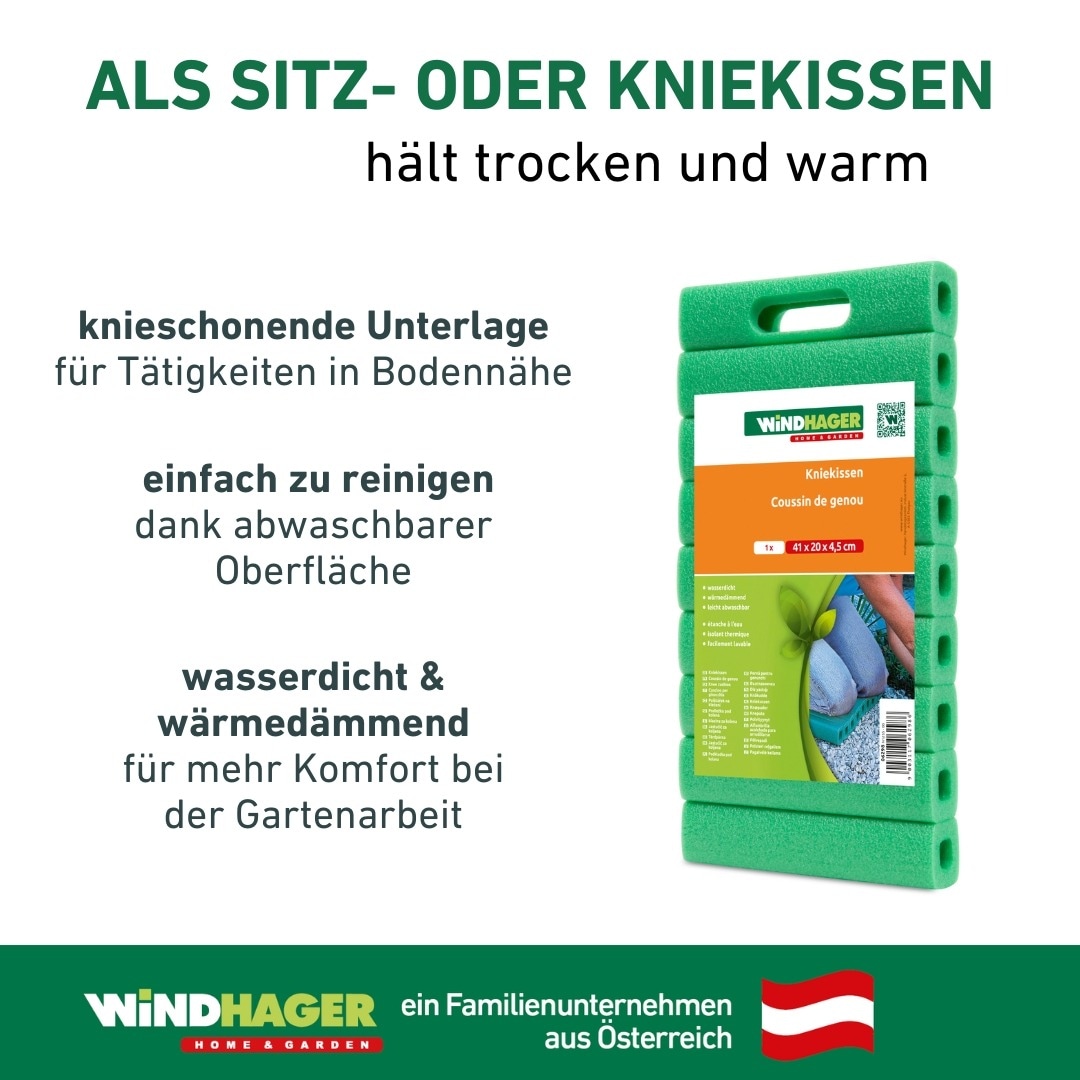 Windhager Kniekissen »für Gartenarbeit im Haus auch als Sitzpolster geeignet« wasserdicht und wärmedämmend, grün, 41x20x4,5 cm