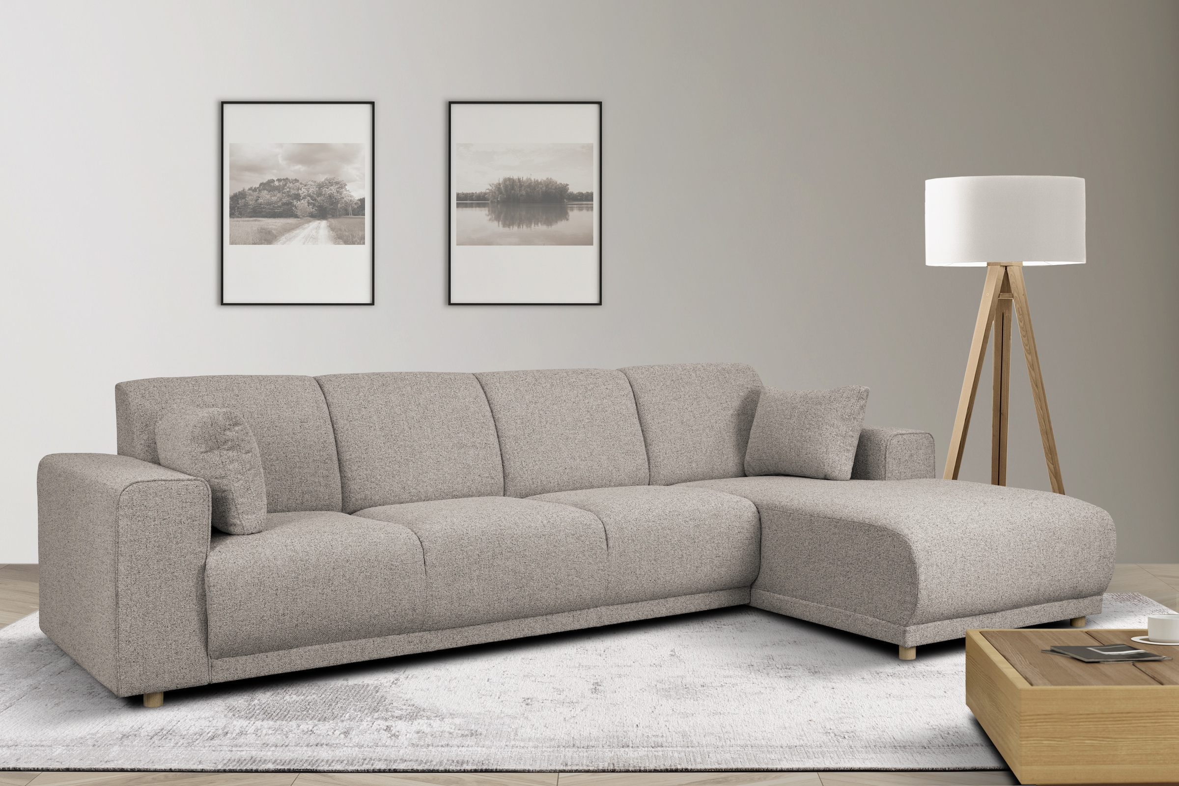 Home affaire Ecksofa »LEMPS wahlweise Recamiere links oder rechts L-Form«, incl. Zierkissen, Stellmaße 297x162 cm