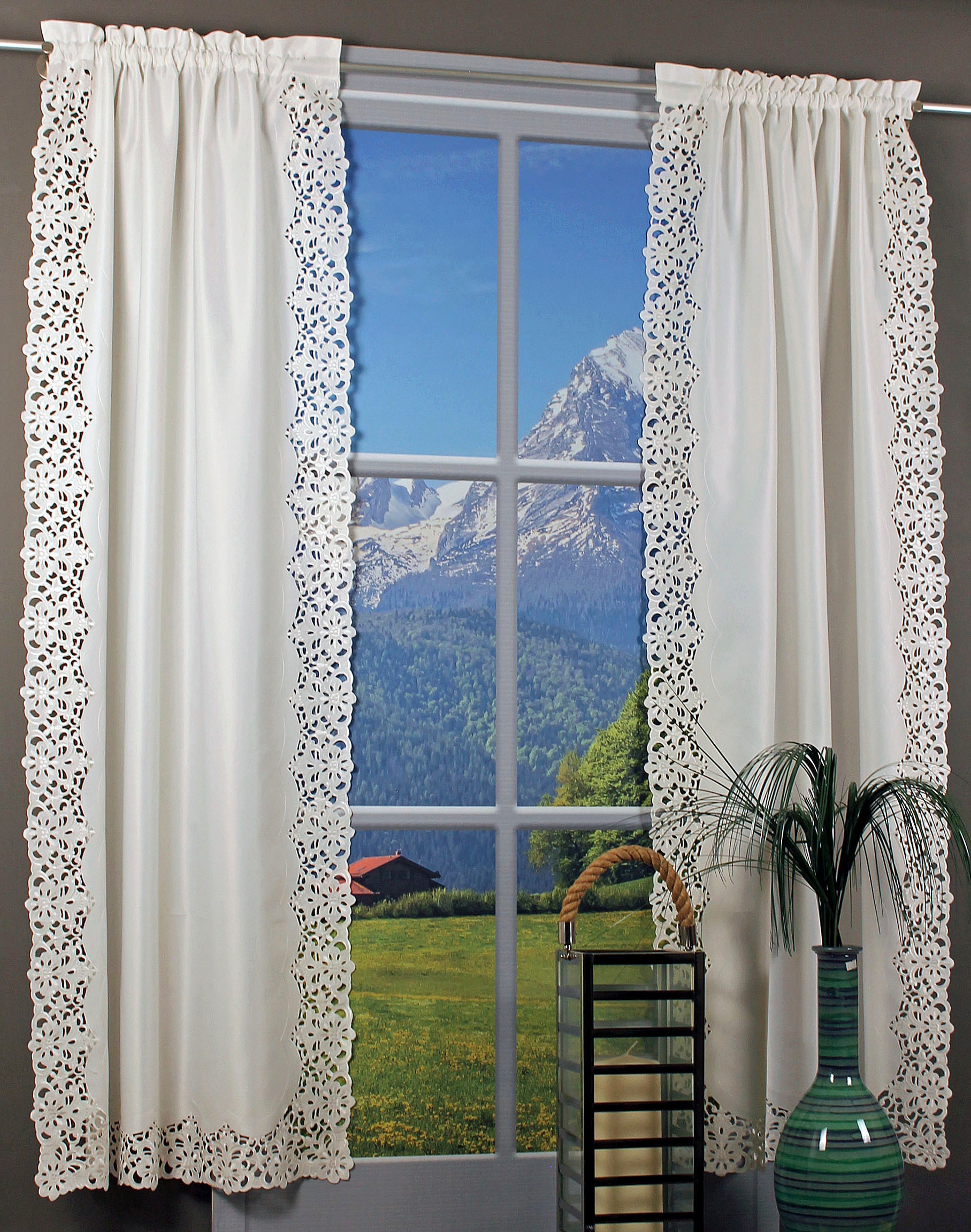 HOSSNER - ART OF HOME DECO Gardine »Rießersee«, (1 St.), mit Ausbrenner-Stickerei