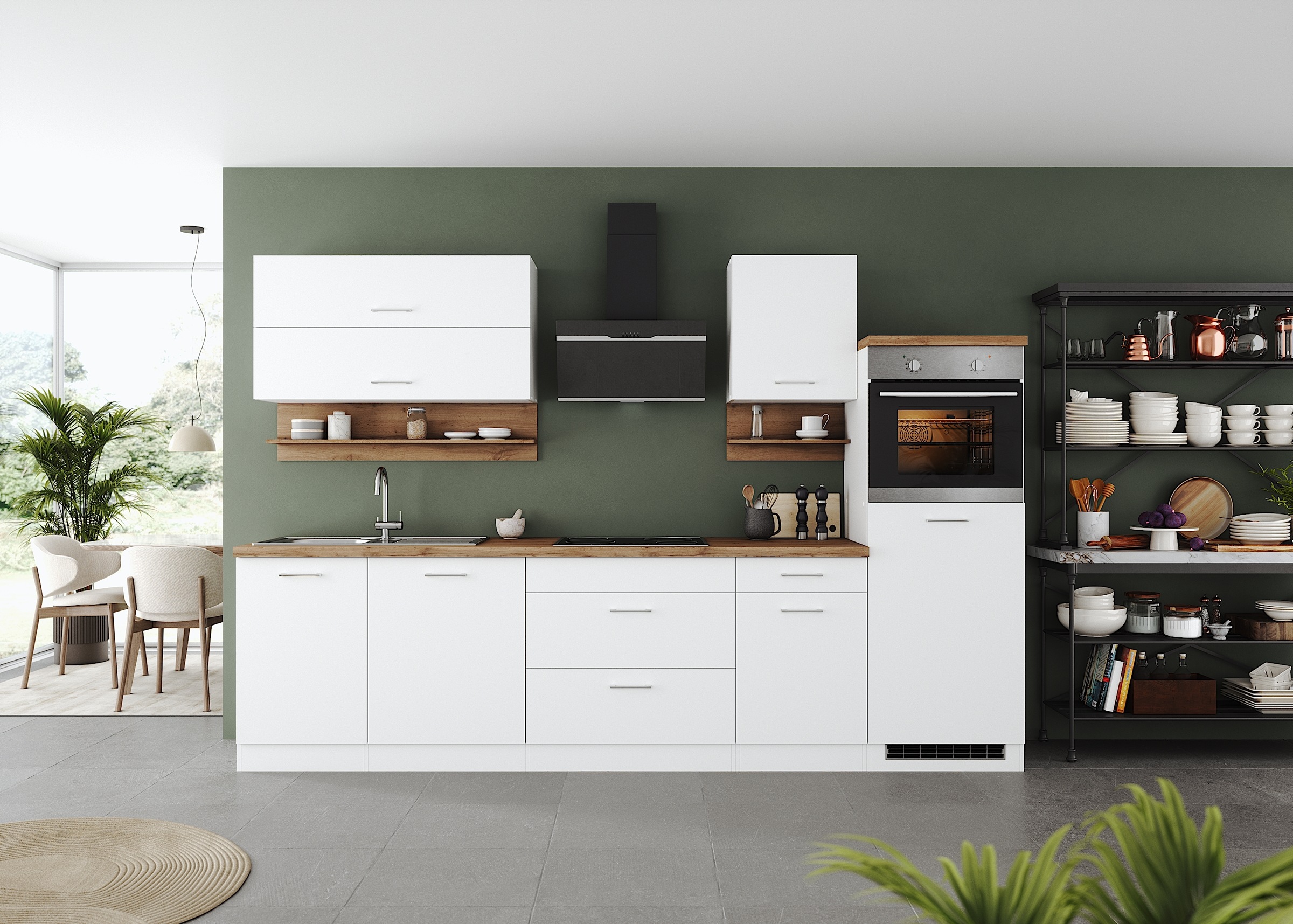 KOCHSTATION Küchenzeile »KS-Milan«, 300 cm breit, robuste Metallauszüge, vi günstig online kaufen