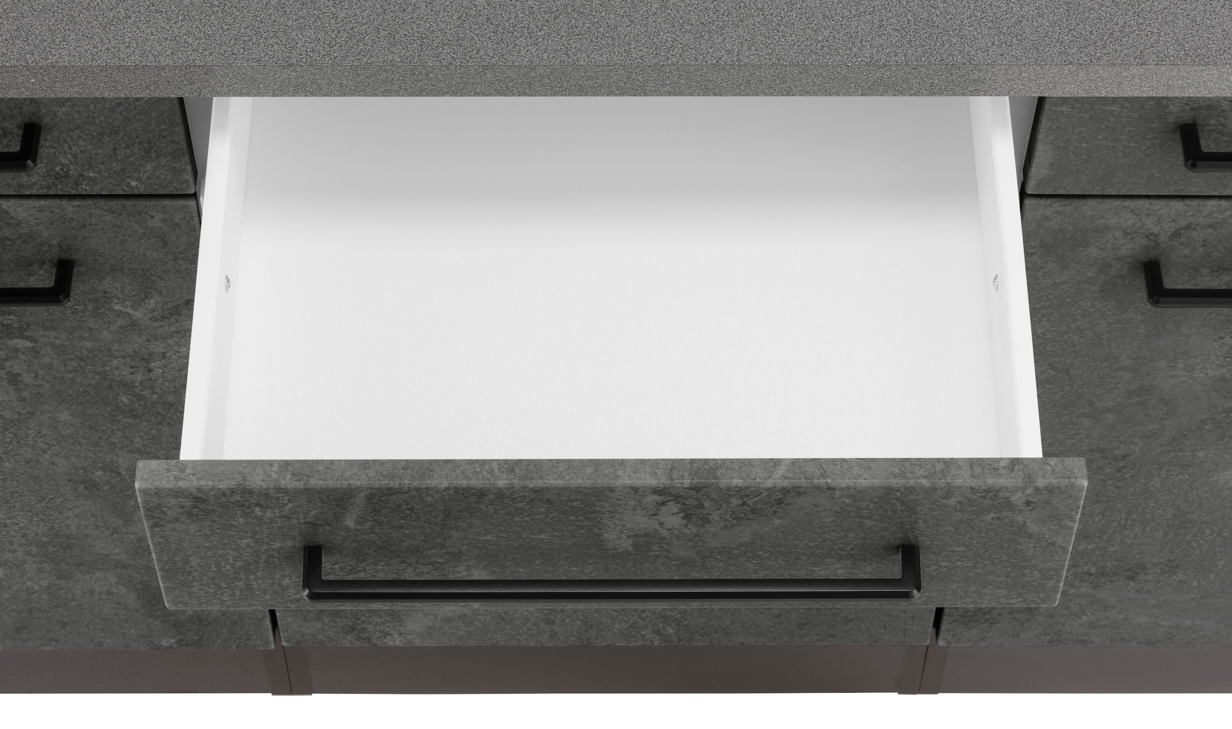KOCHSTATION Küchenzeile »KS-Tulsa«, mit E-Geräten, Breite 320 cm, schwarze Metallgriffe, MDF Fronten
