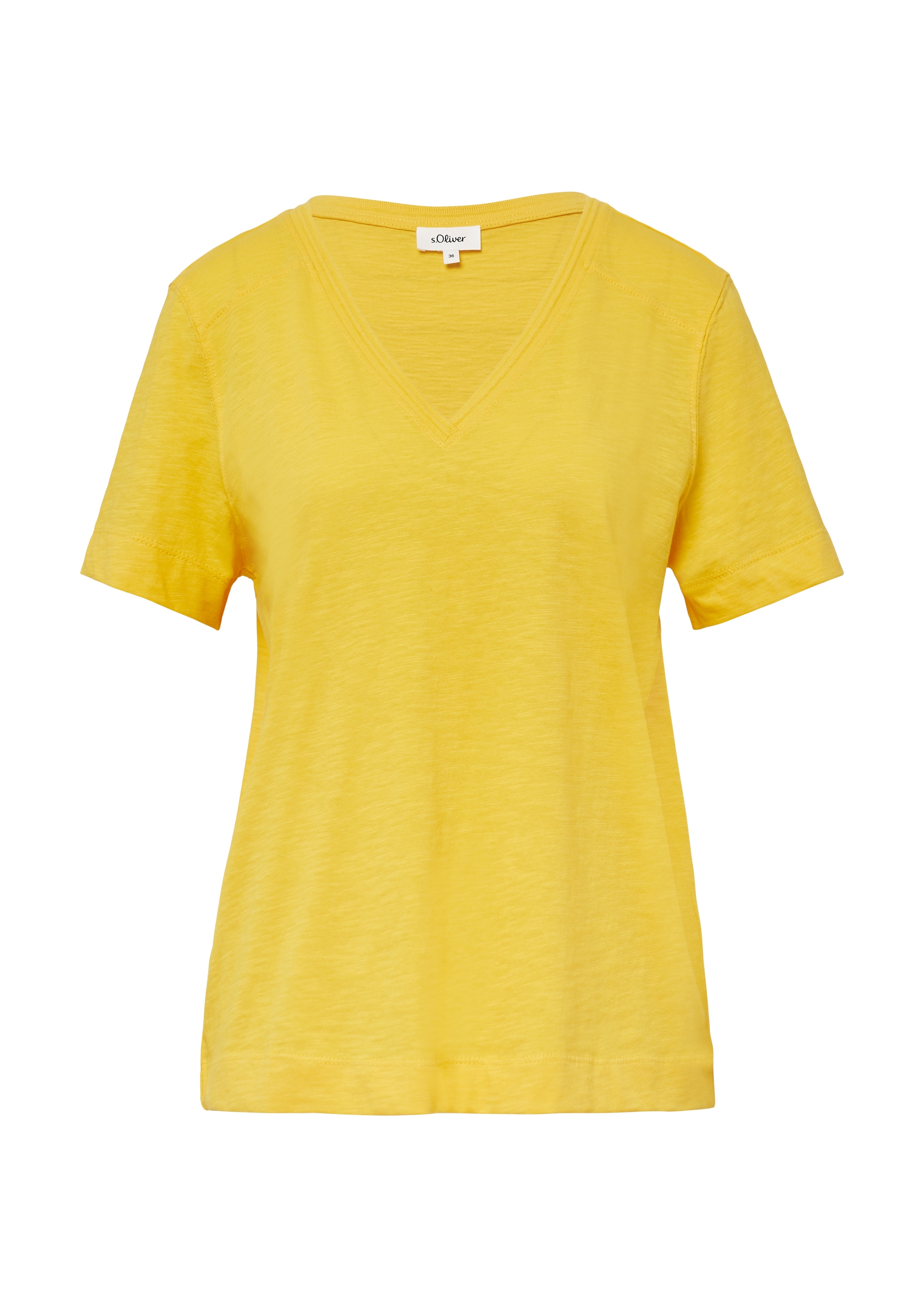 s.Oliver T-Shirt, aus Flammgarn mit V-Ausschnitt