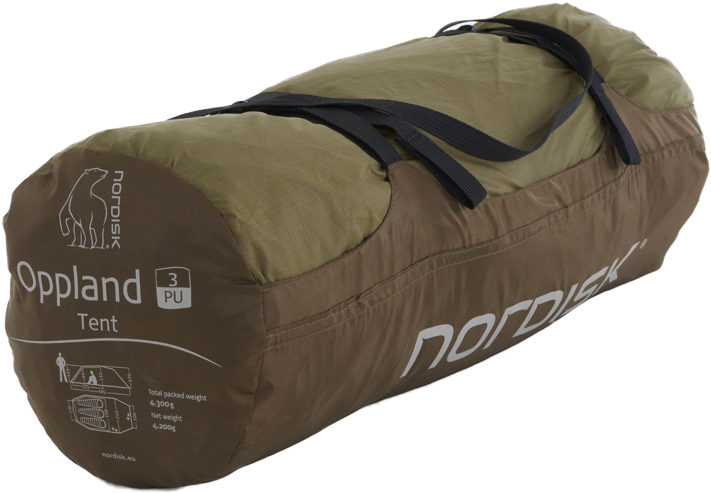 Nordisk Tunnelzelt »Oppland 3 (2.0) PU Tent Dark Olive«, 3 Personen, (Packung, 1 tlg.)