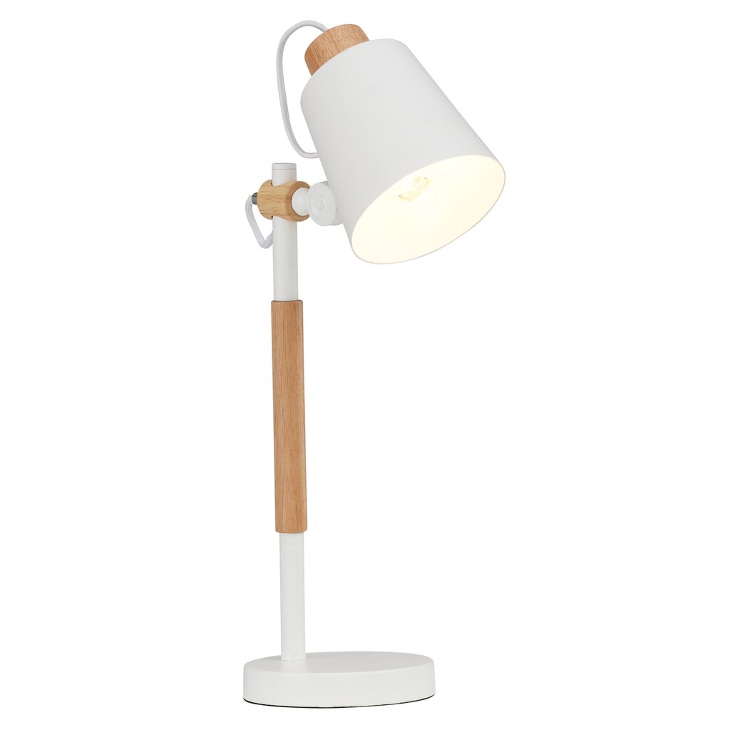 andas Tischleuchte »Tuva«, E27, 1 St., Tischlampe skandinavisch Schreibtischlampe Materialmix - Holz/Metall, Schirm verstellbar