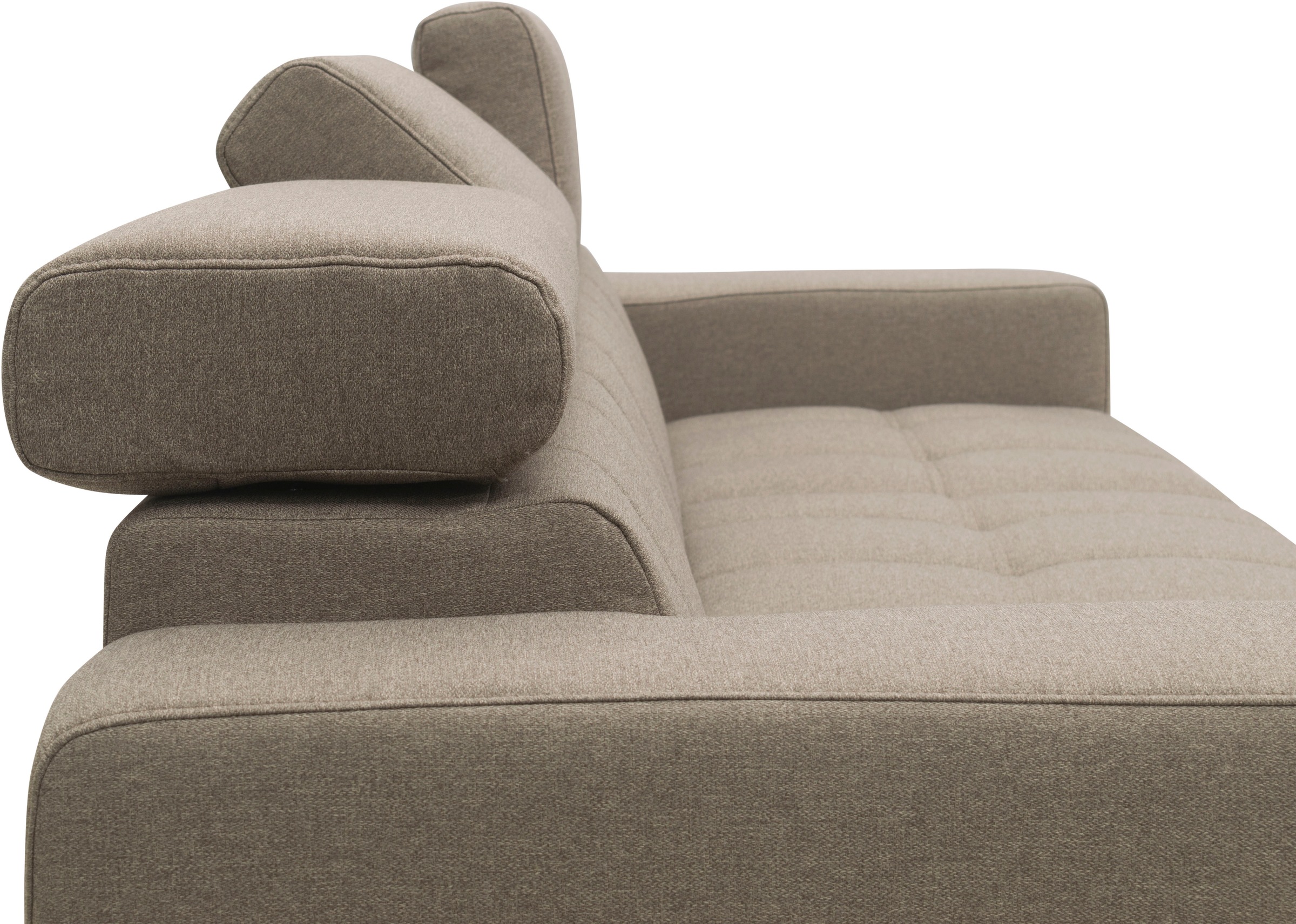 DOMO collection Ecksofa »Trento L-Form, mit Kufenfuß oder Einzelfuß«, wahlweise mit Kopfteilverstellung, Recamiere links/rechts bestellbar