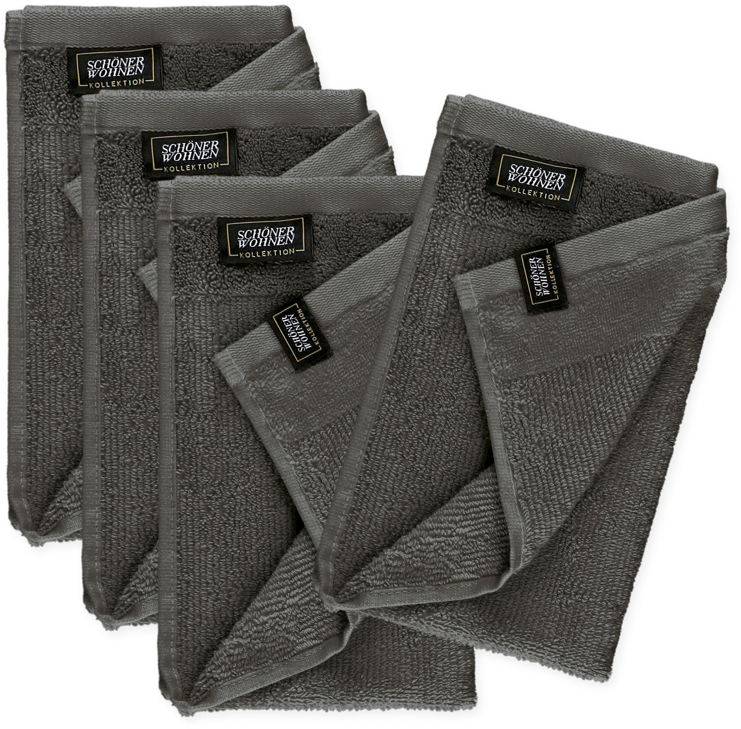 SCHÖNER WOHNEN-Kollektion Gaestehandtuecher »Sense« mit Velourborte, hautschmeichelnde Airtouch Qualität, super weich grau Frottee, Obermaterial: 100%