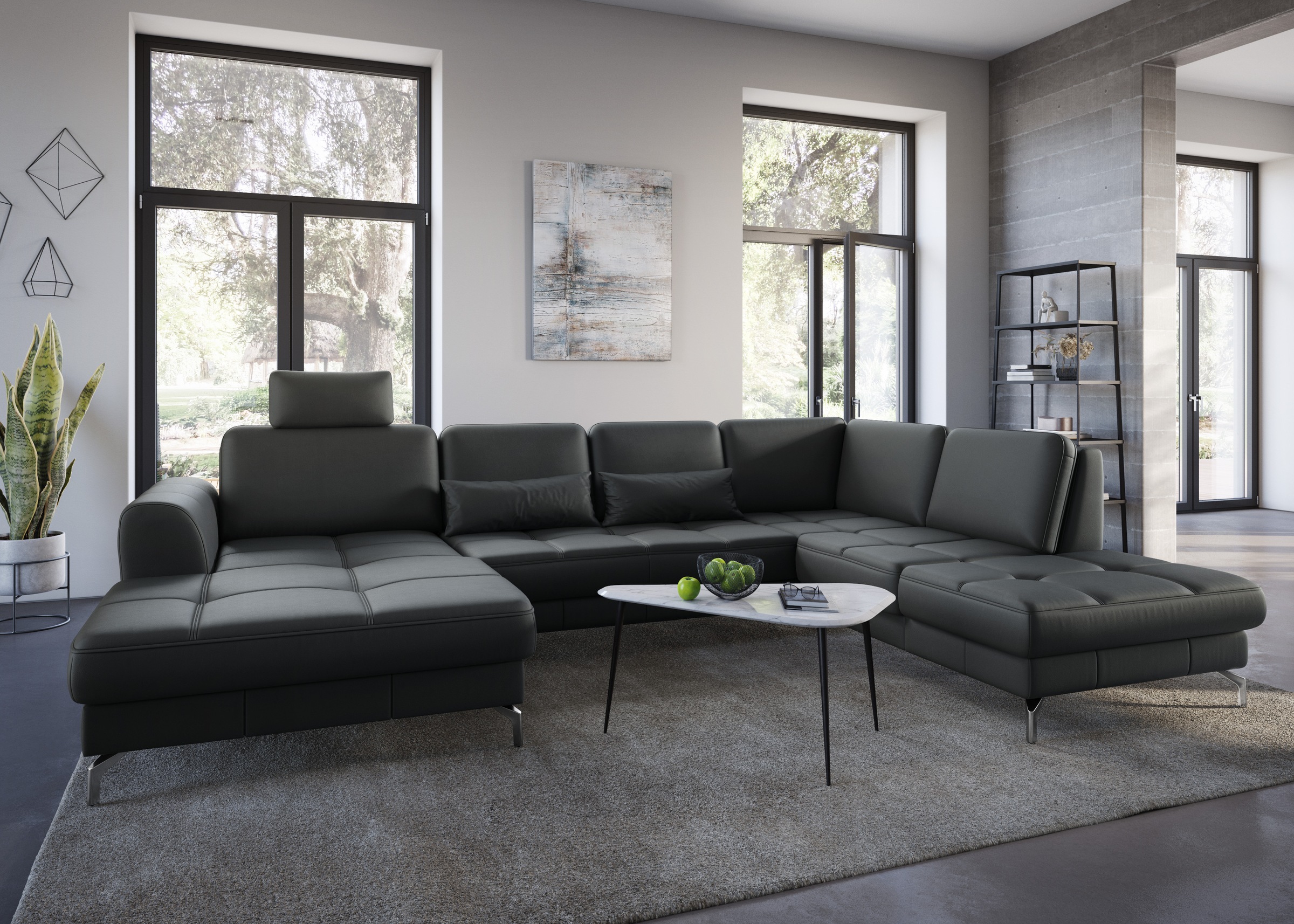 sit&more Wohnlandschaft »Bendigo U-Form«, inklusive Sitztiefenverstellung, Bodenfreiheit 12 cm, in 2 Fußfarben