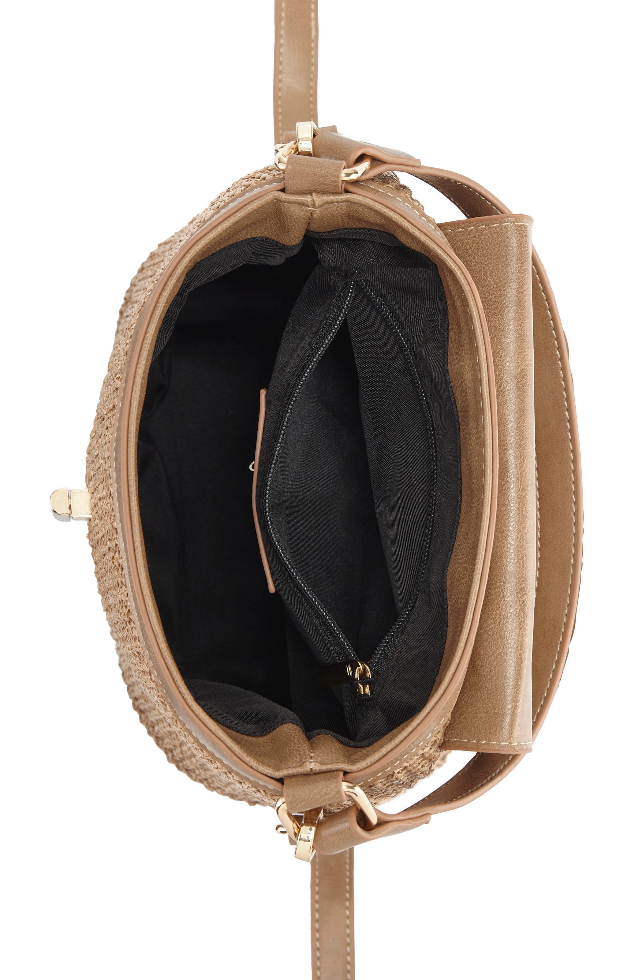 LASCANA Umhängetasche »Schultertasche« Strandtasche, Tragetasche, Korbtasche, Bast-Optik VEGAN