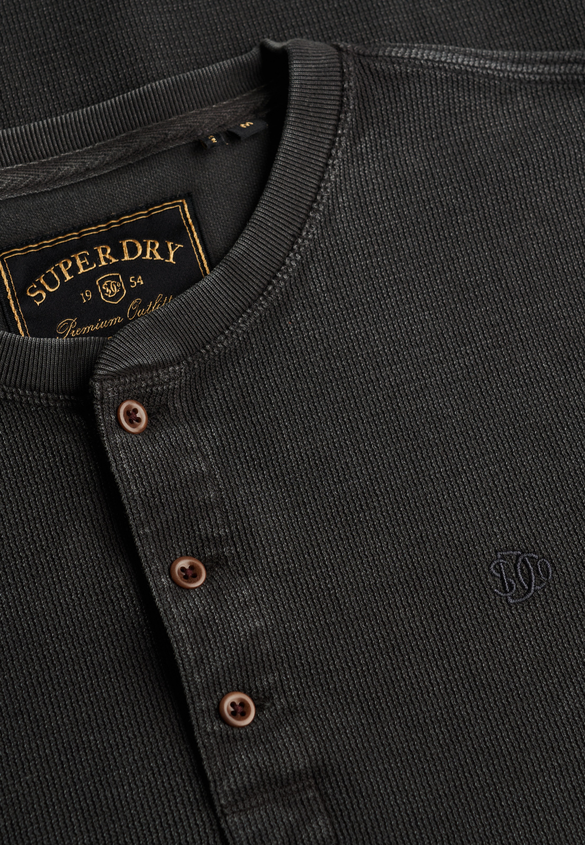 Superdry Langarmshirt »WAFFLE LONG SLEEVE HENLEY TOP« Baumwolle, relaxed fit