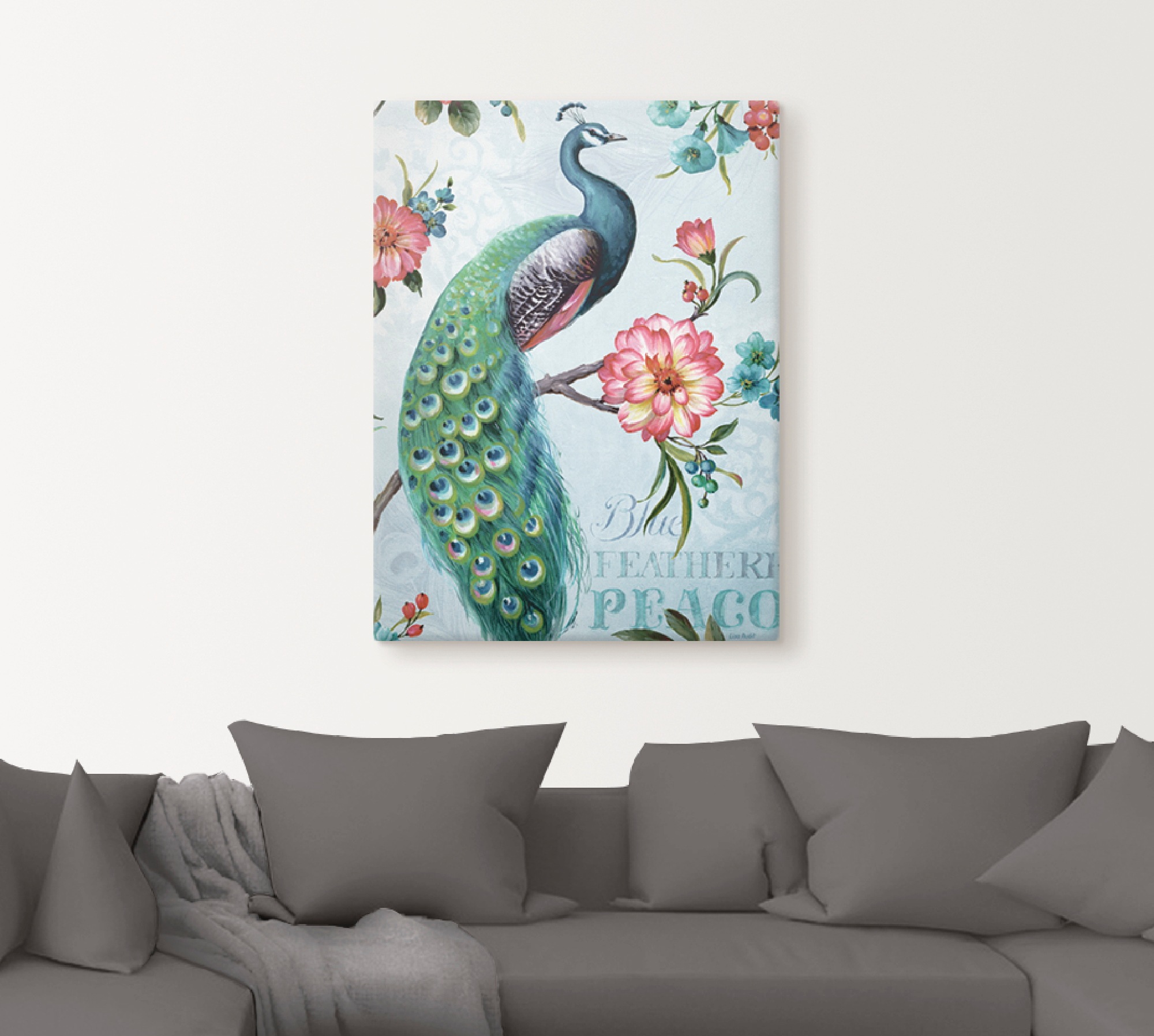 Artland Wandbild »Blau gepfederter Pfau« Vögel 1 Stk. tlg. als Leinwandbild günstig online kaufen