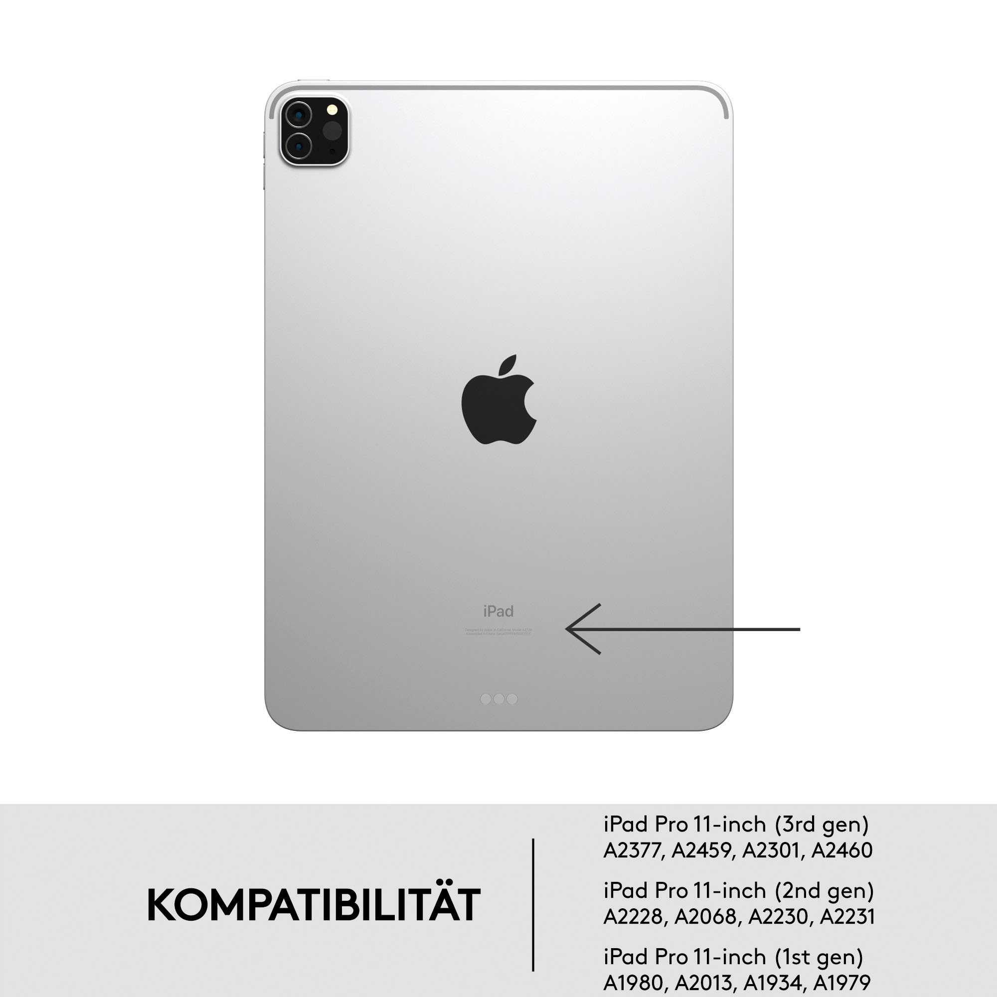 Logitech iPad-Tastatur »Combo Touch iPad Pro 11 Zoll«, (ausklappbare Füße-Multimedia-Tasten)
