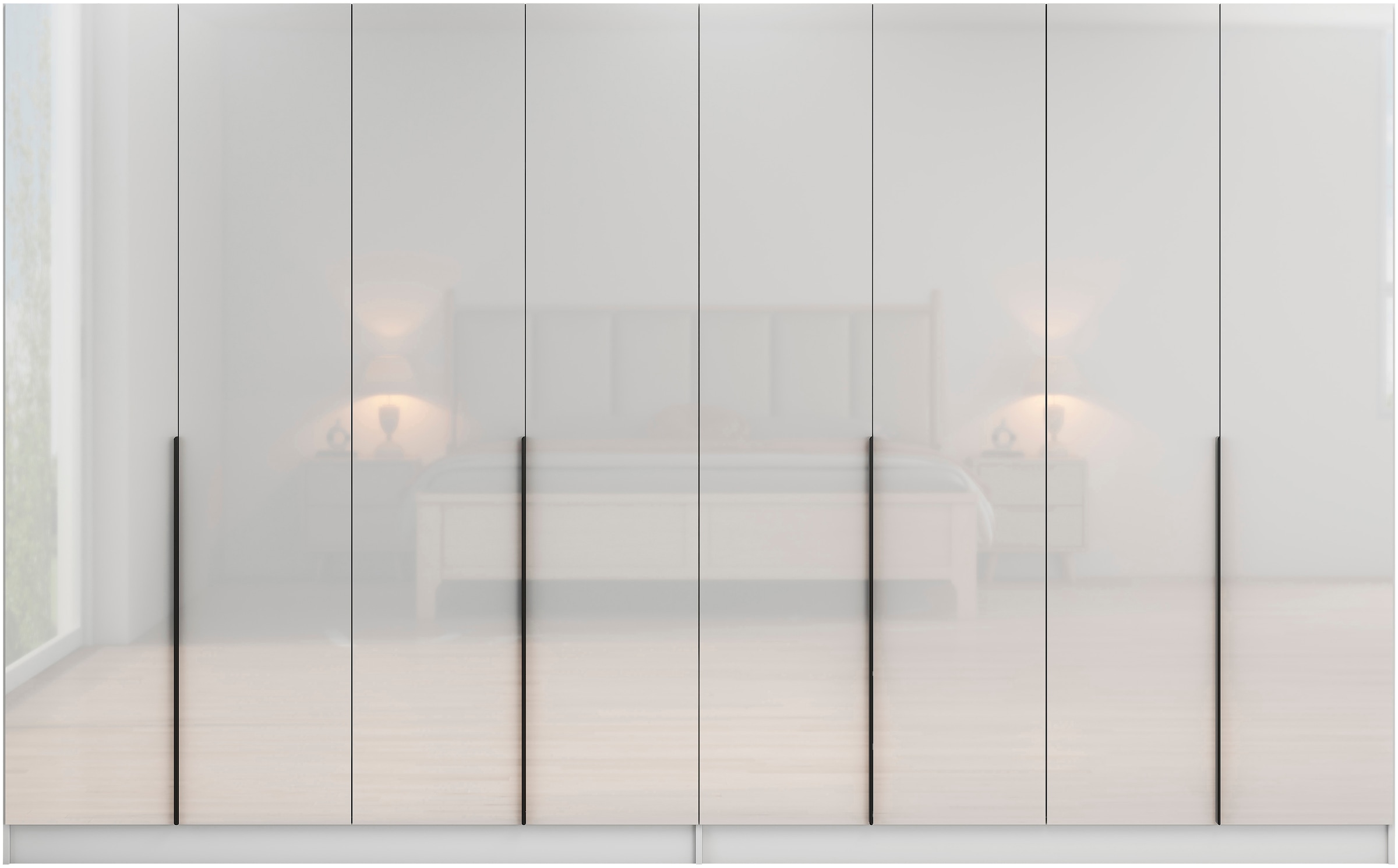 OTTO home Kleiderschrank »Annor Schlafzimmerschrank Breite 323 cm hochglanz Schrank Garderobe« Drehtürenschrank mit perfekter Innenausstattung - elegante Türgriffe