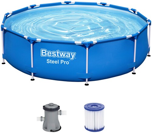 Bestway Pool »Frame Pool rund«, (3 tlg.), ØxH: 305x76 cm, mit Kartuschenfilterpumpe