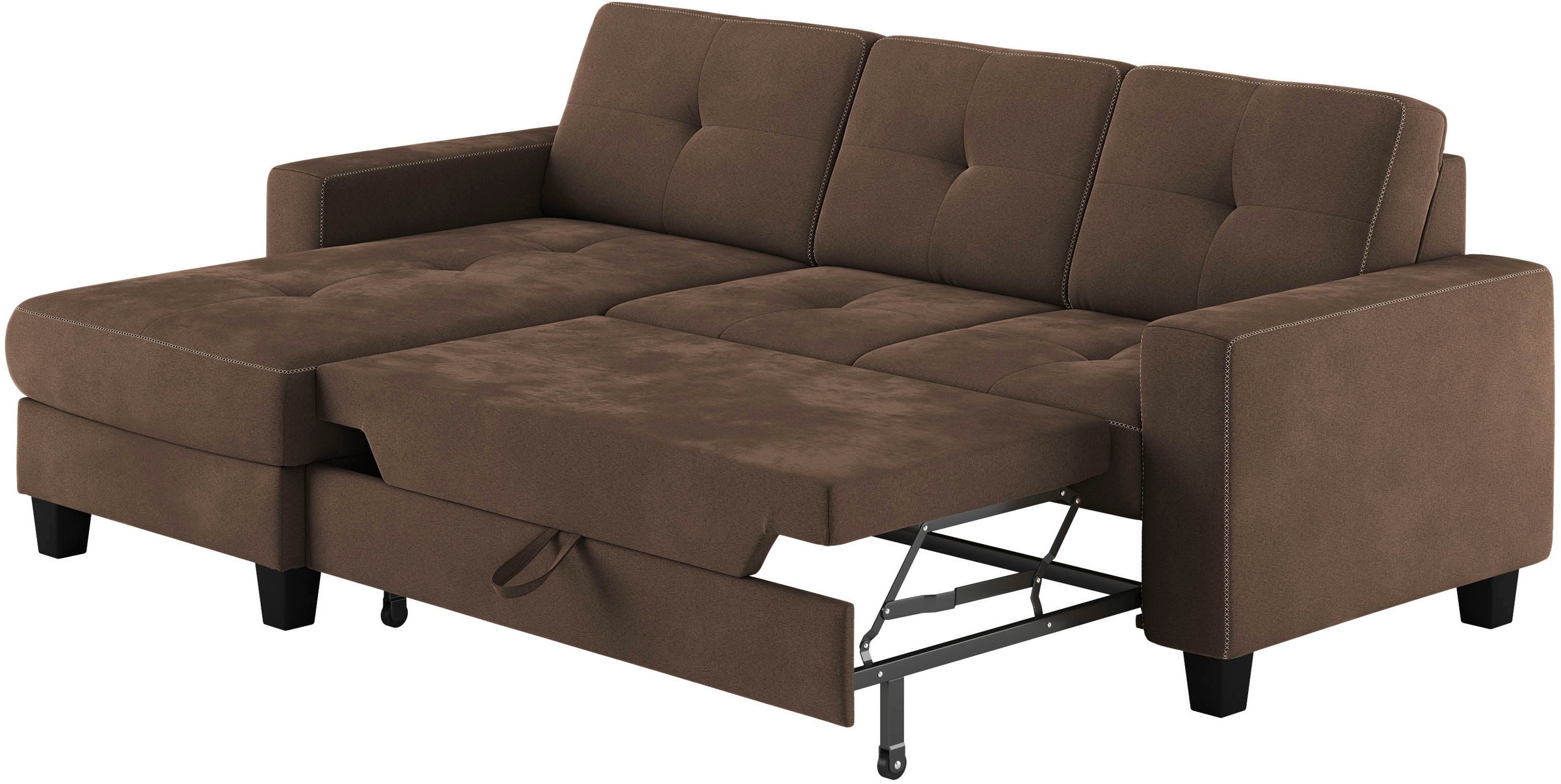 Places of Style Ecksofa »Varese L-Form«, Kreuznaht in beige