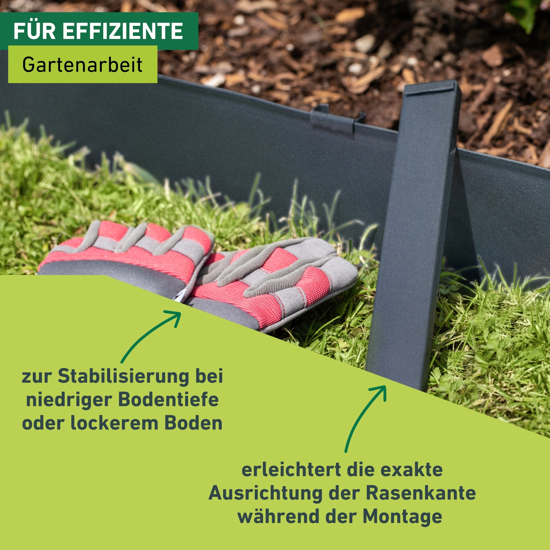 Windhager Rasenkante »Erdanker für Rasenkanten, Beet Umrandung« für festen Halt und präzise Rasengestaltung, 3 x 30 cm, anthrazit