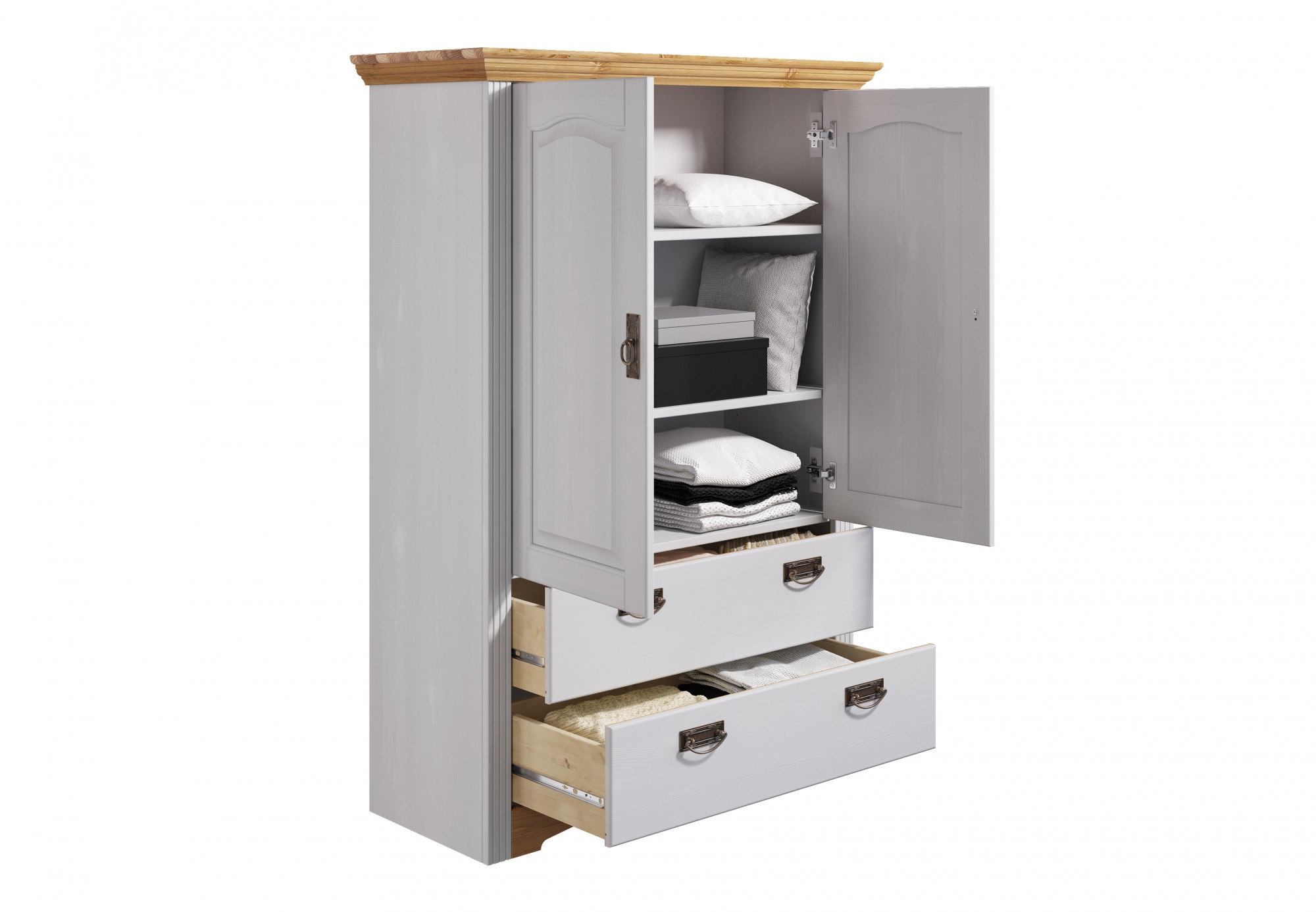 Home affaire Wäscheschrank »Konrad«, (2 Breiten: 94/133 cm H/T ca. 132/39 cm), aus massiver Kiefer, mit viel Stauraum