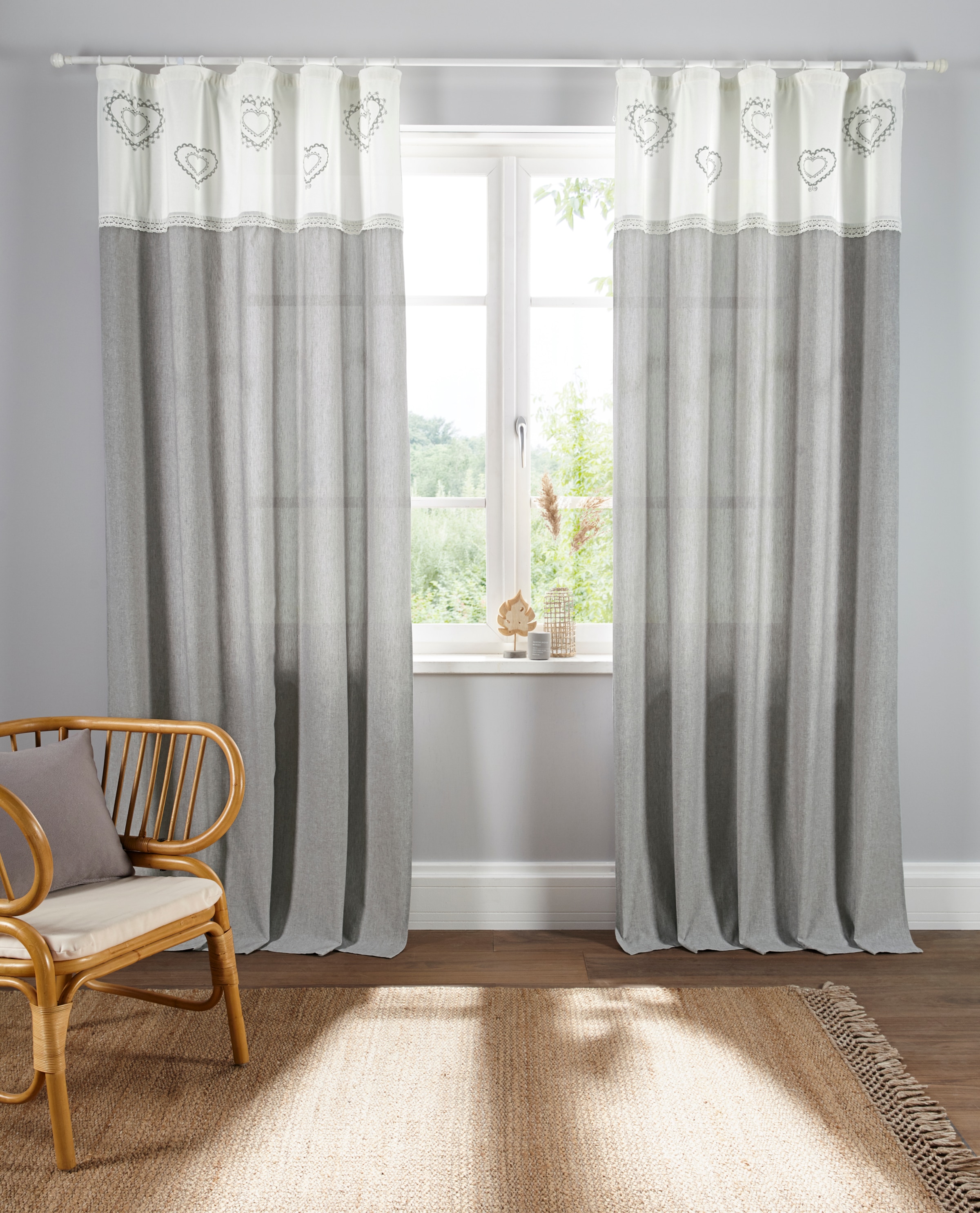 my home Gardine »Louis« Kräuselband 1 Stk. tlg. halbtransparent, aus Bio-Ba günstig online kaufen