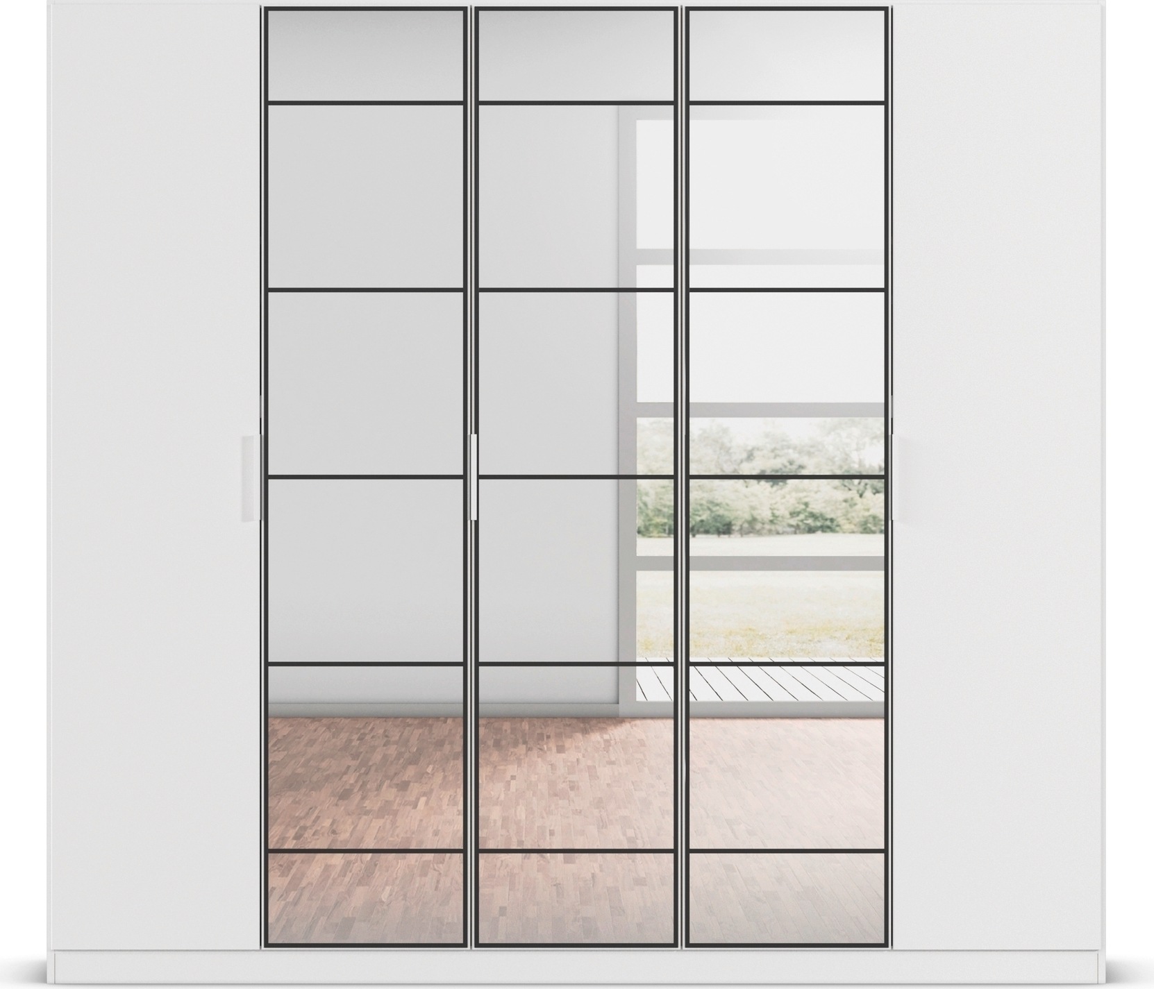 rauch Drehtürenschrank »Kleiderschrank Schrank Garderobe Schlafzimmerschrank ACERO«, Mitteltüren mit Spiegel in moderner Loft-Optik MADE IN GERMANY