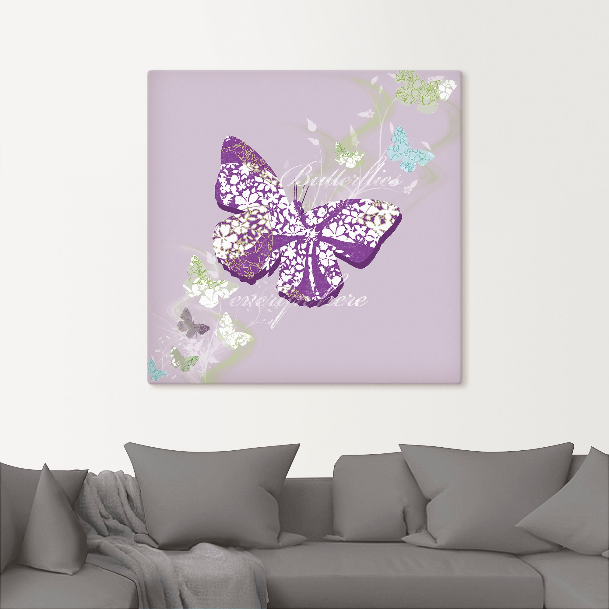 Artland Leinwandbild »Schmetterlinge in violett«, Insekten, (1 St.), auf Keilrahmen gespannt