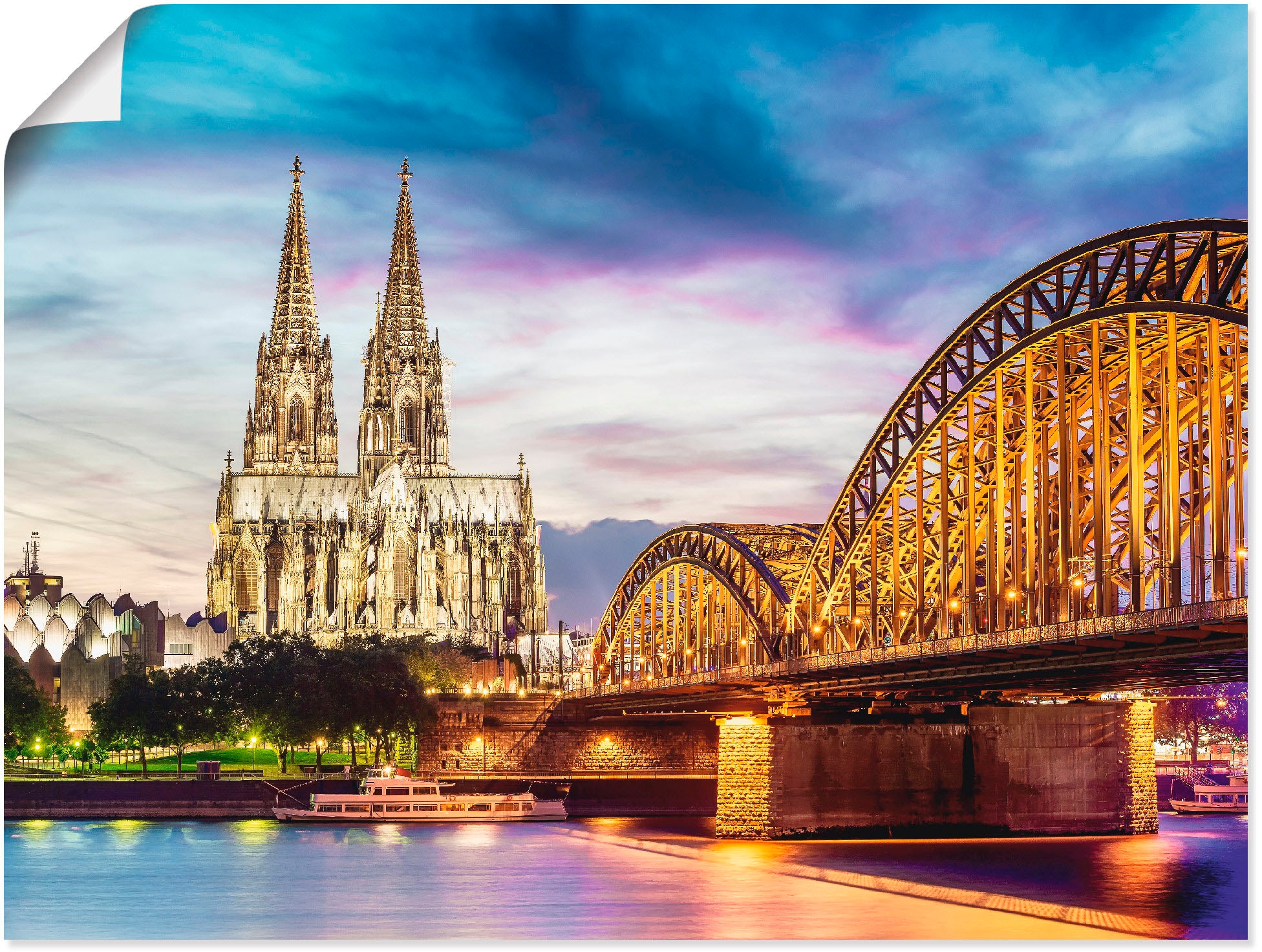 Artland Wandbild »Dom und Brücke in Köln«, Deutschland, (1 St.), als Leinwa günstig online kaufen