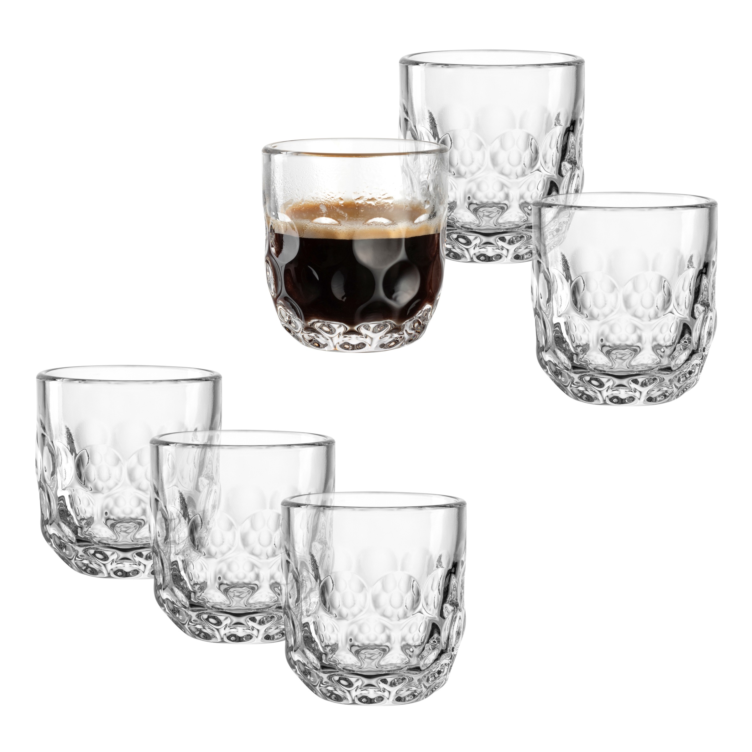 LEONARDO Espressoglas »GOCCE, 90 ml, 6er-Set« 1. Variante, mit Tropfenrelief transparent