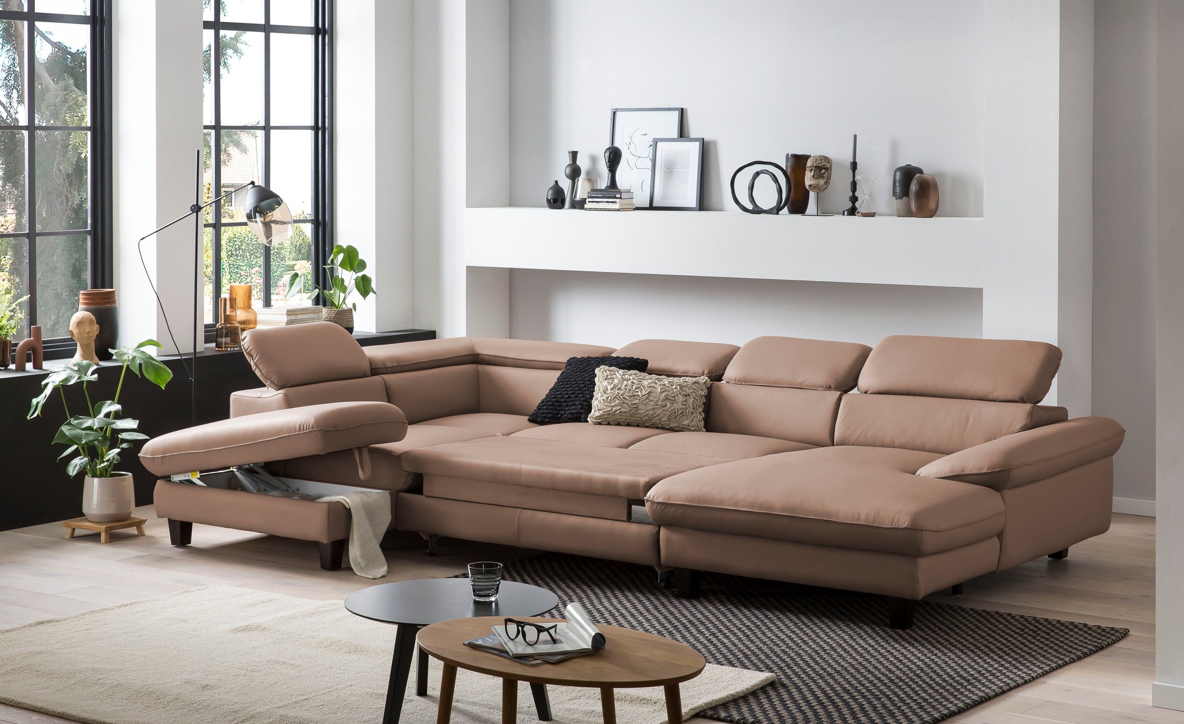 Home affaire Wohnlandschaft »Pilot U-Form«, mit Kopfteilverstellung, wahlweise mit Bettfunktion & Bettkasten