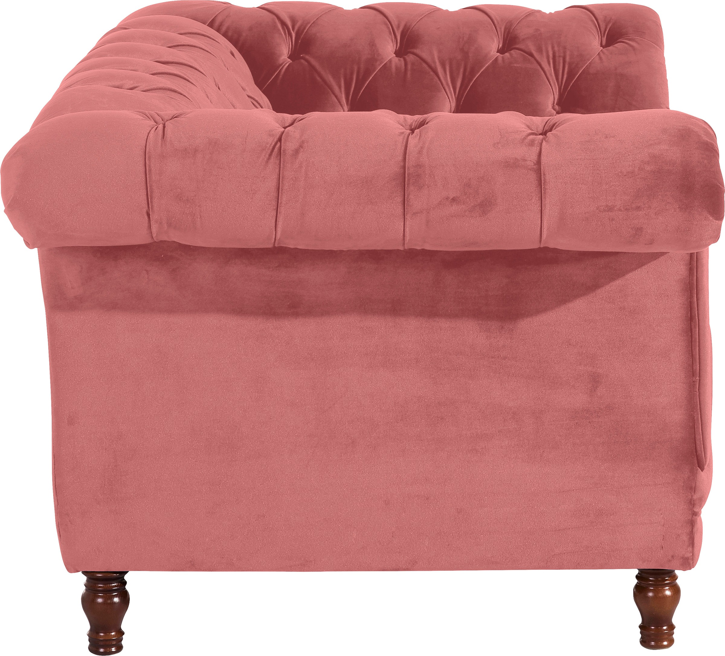 Max Winzer® Loveseat »Isabelle, Loungesessel«, Knopfheftung & gedrechselten Füßen in Buche Nussbaum, Breite 167 cm