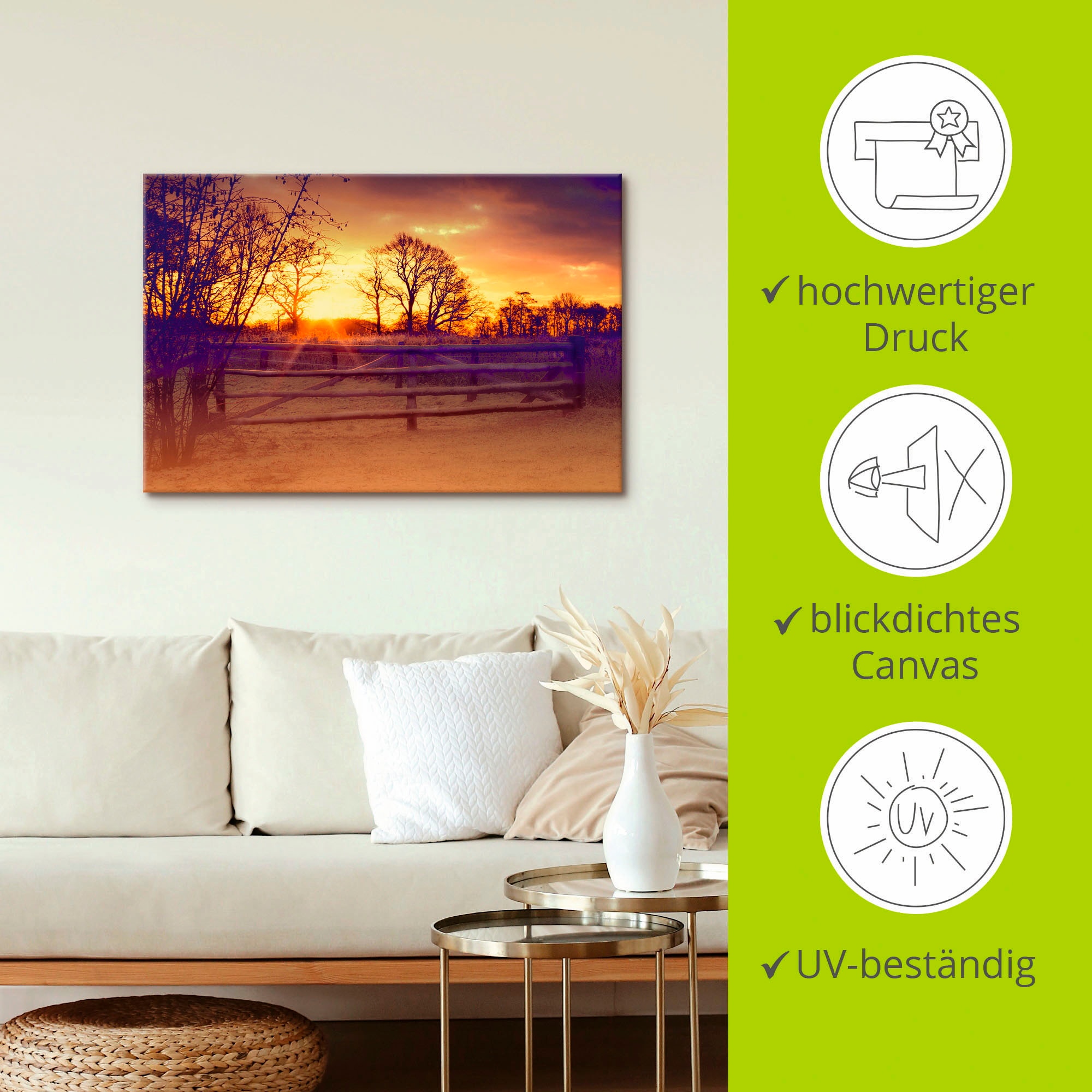 Artland Leinwandbild »Sonnenaufgang im Februar«, Sonnenaufgang & -untergang, (1 St.), auf Keilrahmen gespannt