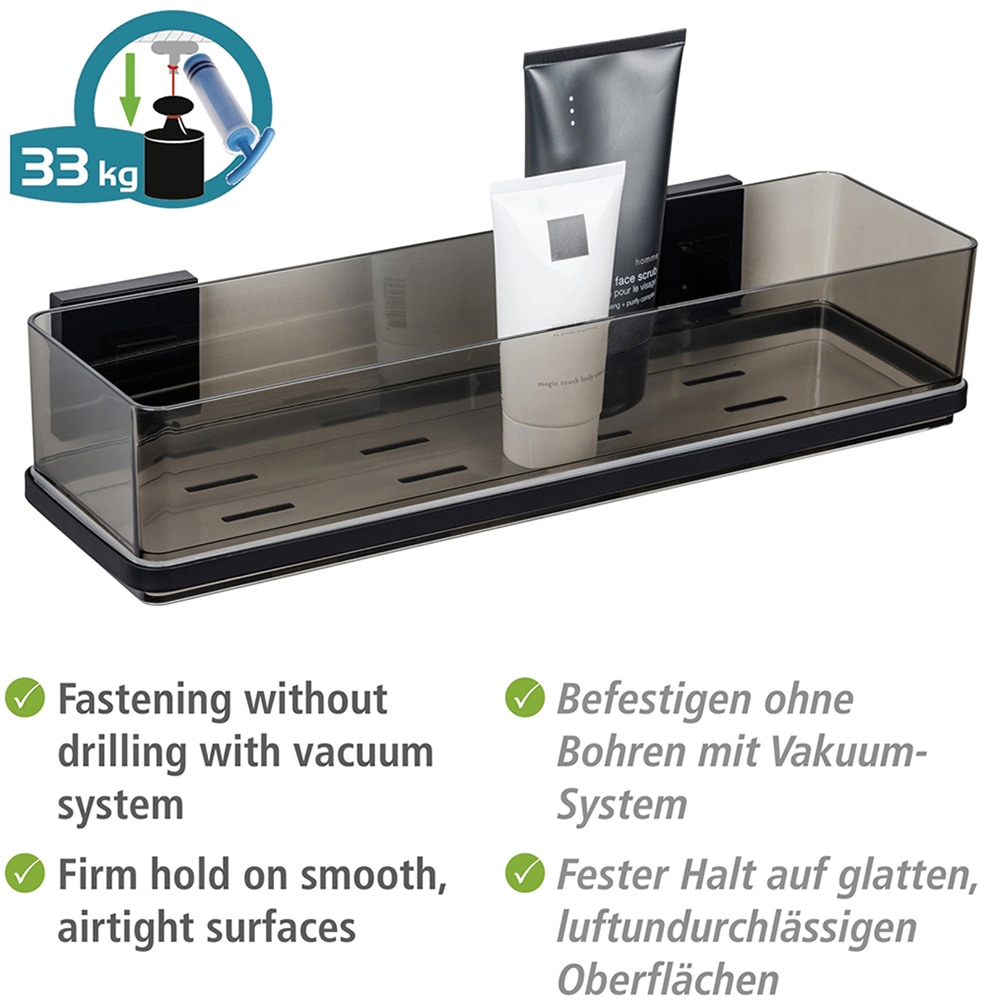 WENKO Duschablage »Vacuum-Loc® Modell Quadro«, aus Kunststoff, Edelstahl-Halterung, Befestigen ohne Bohren