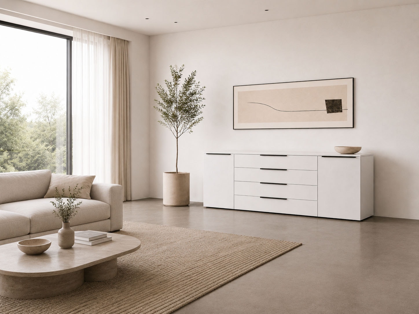 borchardt Möbel Sideboard »Tom, moderne Kommode mit Metallgriffen, 200cm breit« 2 Türen, 3 Schubfächer, Metallgriffe anthrazit