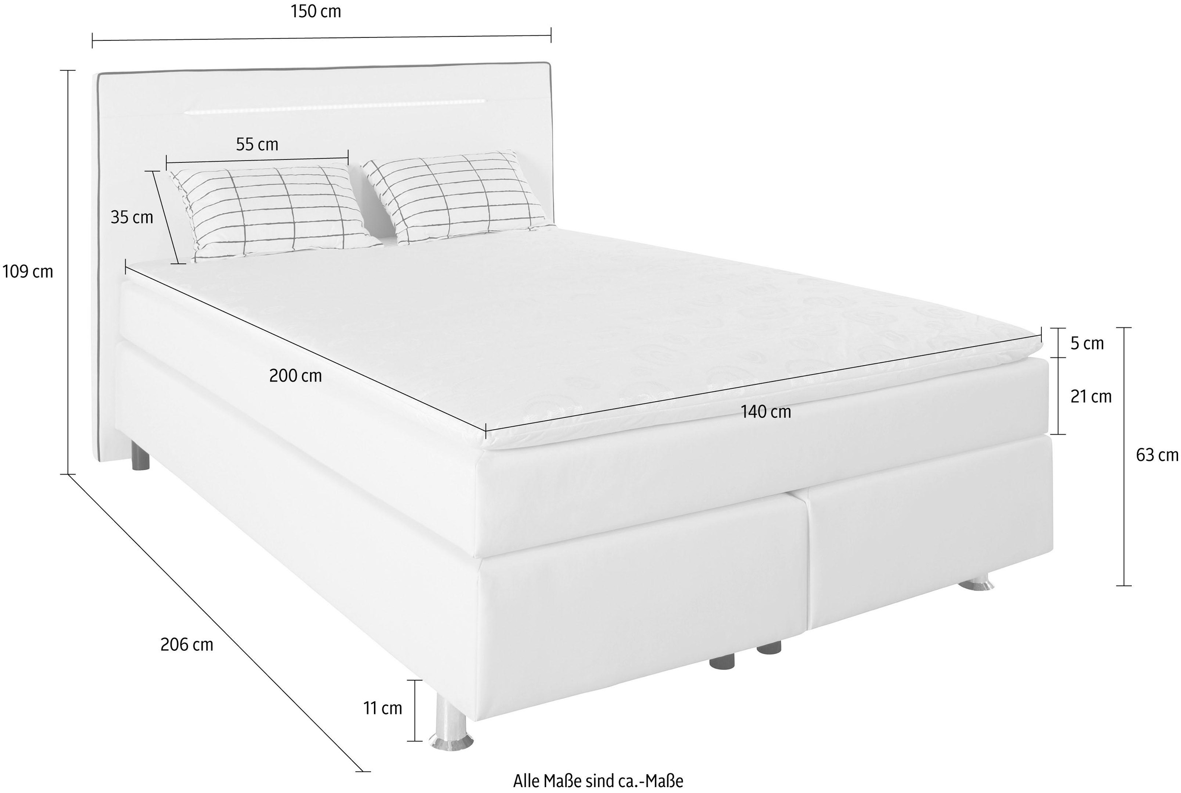 11. Bild von COLLECTION AB Boxspringbett, inkl. LED-Beleuchtung, Topper und Kissen