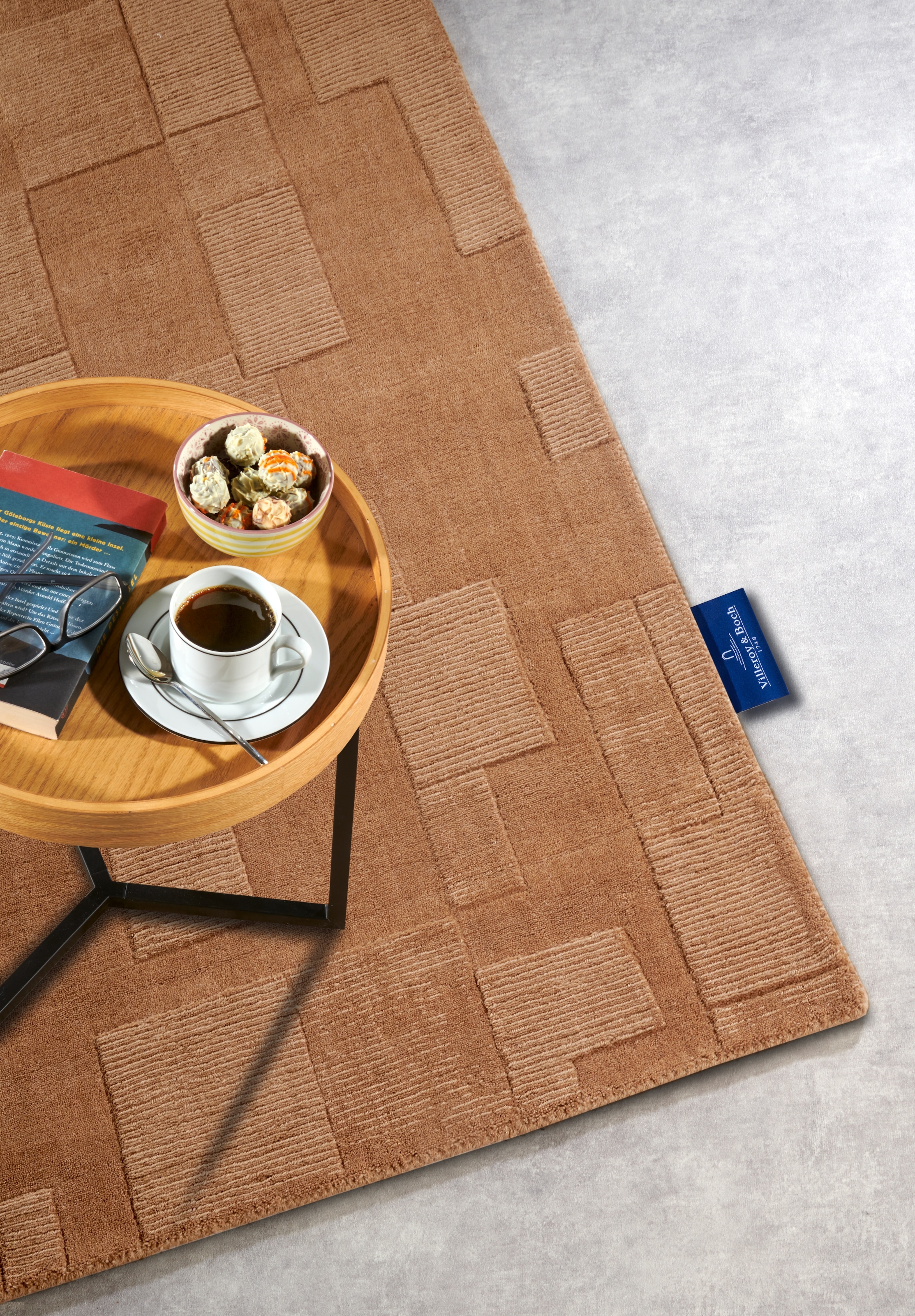 Villeroy & Boch Wollteppich »Wilhelmine«, rechteckig, 10 mm Höhe, Läufer, handgewebt, Wolle, Natur, Wohnzimmer, Geometrie, Boho
