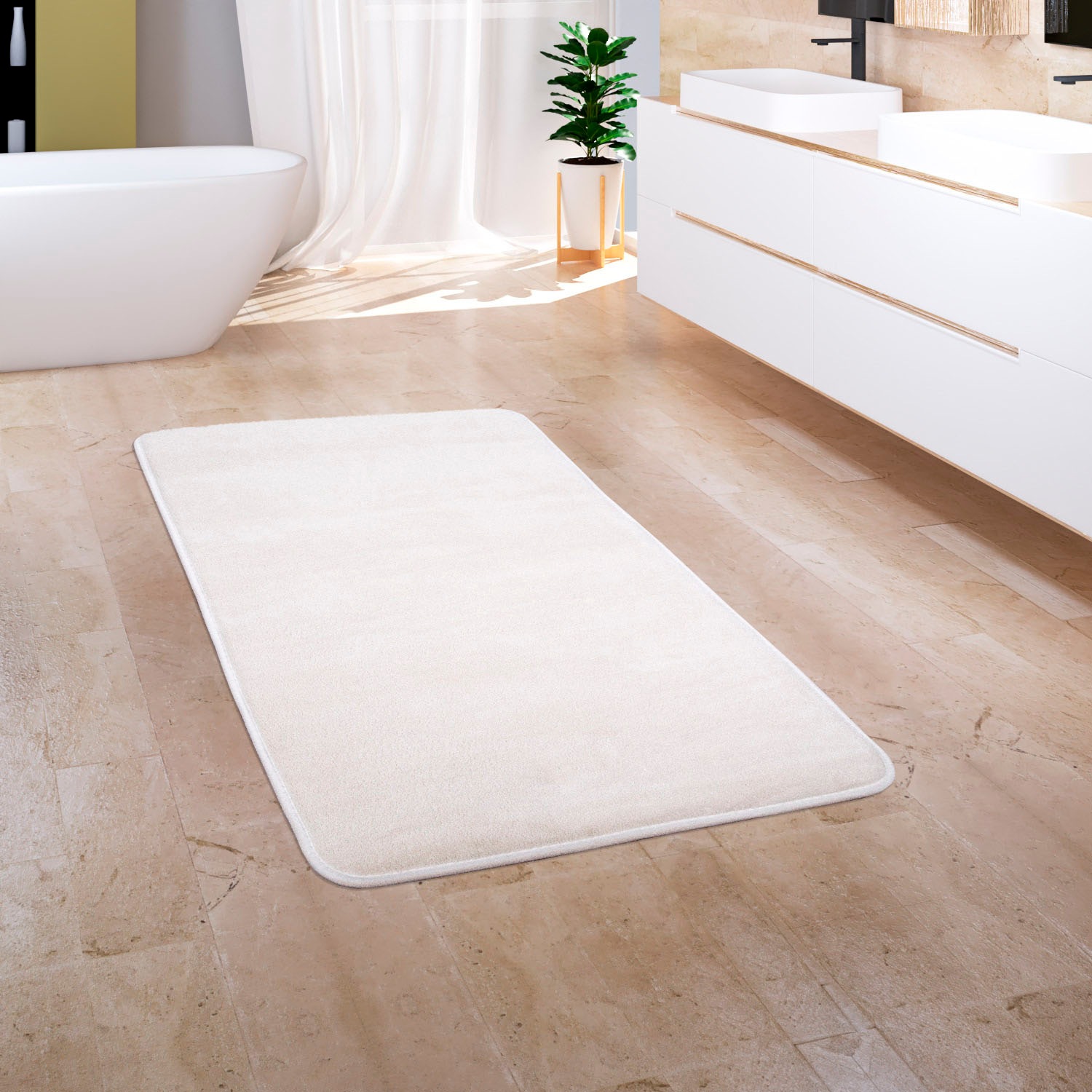Paco Home Badematte »Corby 255, Memory-Schaum Effekt«, rutschhemmend beschichtet, fußbodenheizungsgeeignet, Badteppich, Uni Farben
